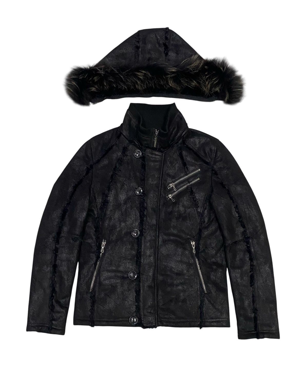 GOSTAR DE FUGA Fuga Waxed Faux Fur Suede Cotton Hoodie Jacket Size M / US 6-8 / IT 42-44 - 2 Thumbnail