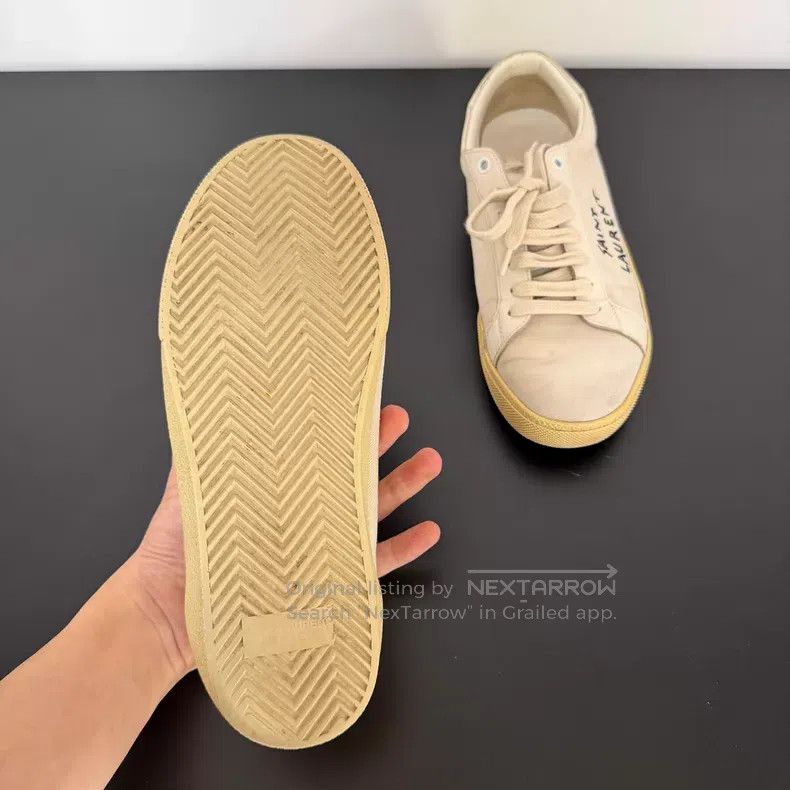 Saint Laurent Paris Saint Laurent Paris Slogan Embroidered Distressed Sneakers Size US 7 / EU 40 - 3 Thumbnail