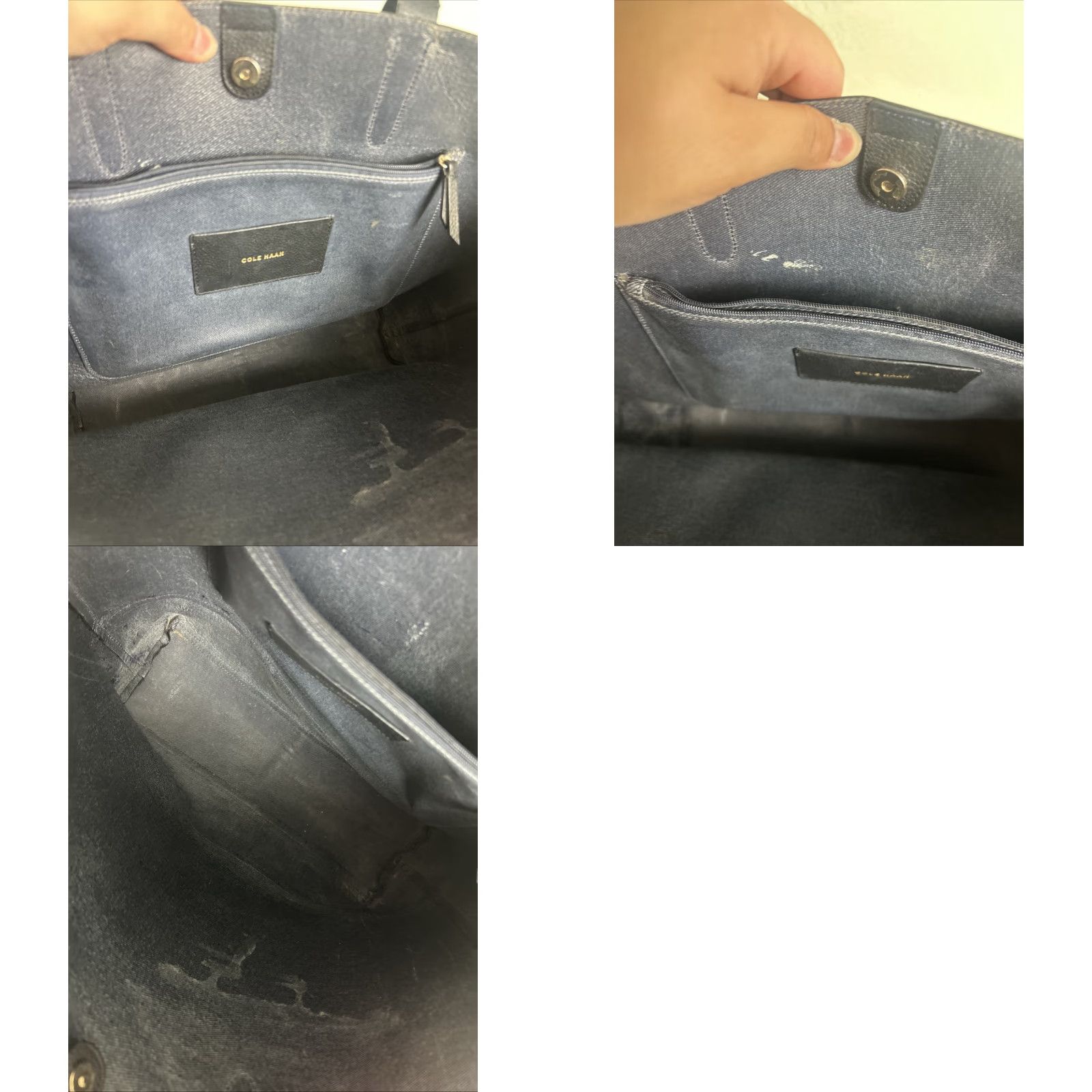 Cole Haan Cole Haan Tote Bag Large Black Pebbled Leather Double Handle Signs Of Wear Size ONE SIZE - 11 Thumbnail
