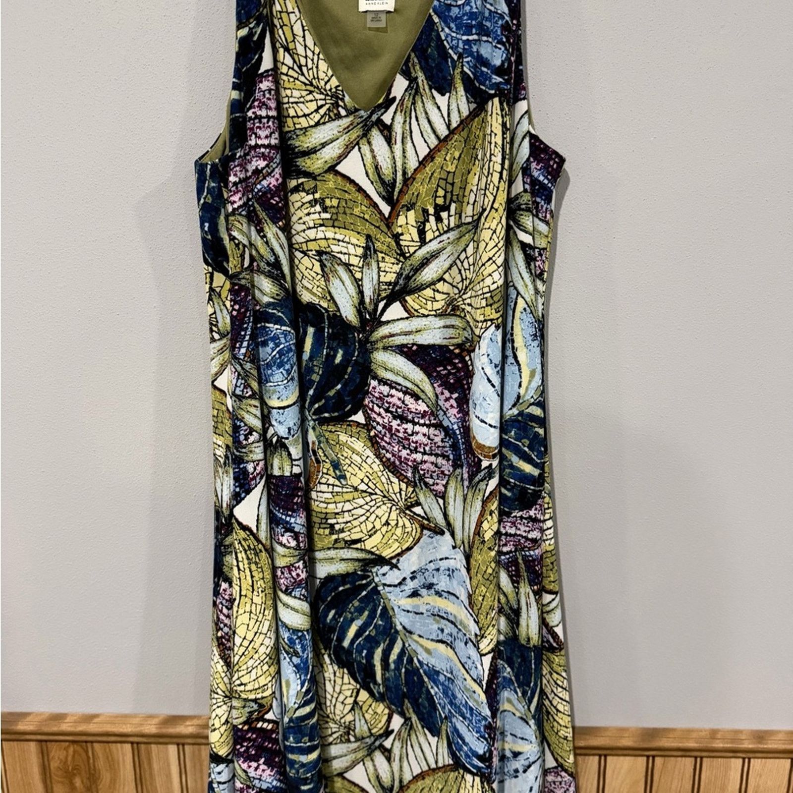 Anne Klein Anne Klein Vibrant Mosaic Leaf Midi Dress Size 12 Size XL / US 12-14 / IT 48-50 - 3 Thumbnail