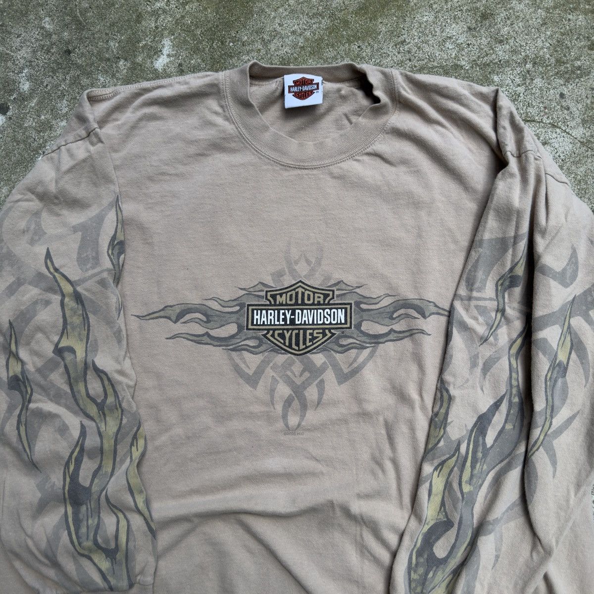 Harley Davidson Vintage Harley Davidson Beige Flame Longsleeve Size US XL / EU 56 / 4 - 3 Thumbnail