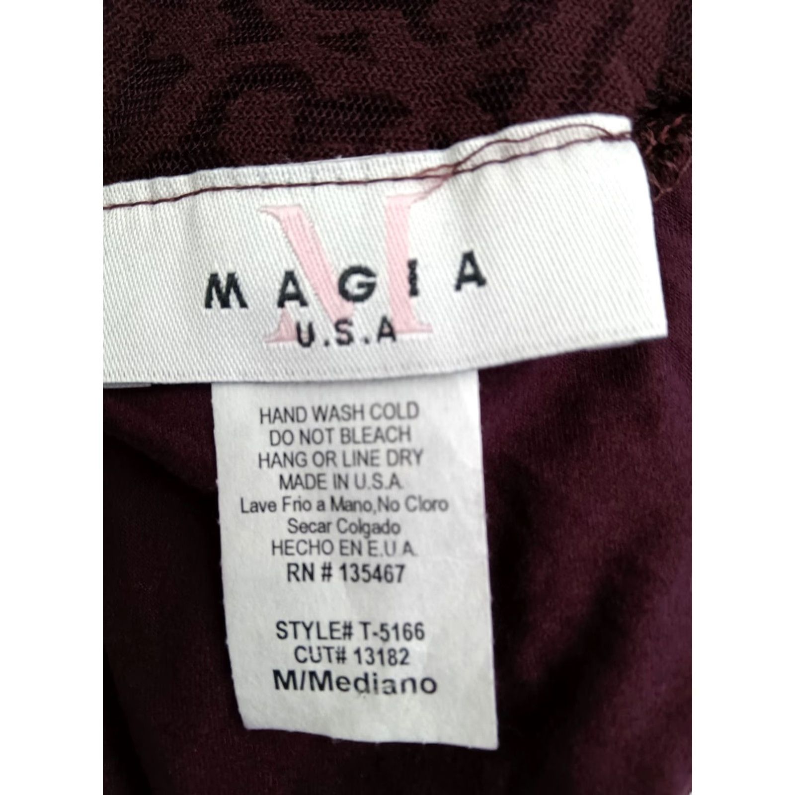 Vintage MAGIA Bodysuit Shirt Women M Dark Red Wine Lace V-Neck Overlap One Size Fits Everybody" Size ONE SIZE - 6 Thumbnail