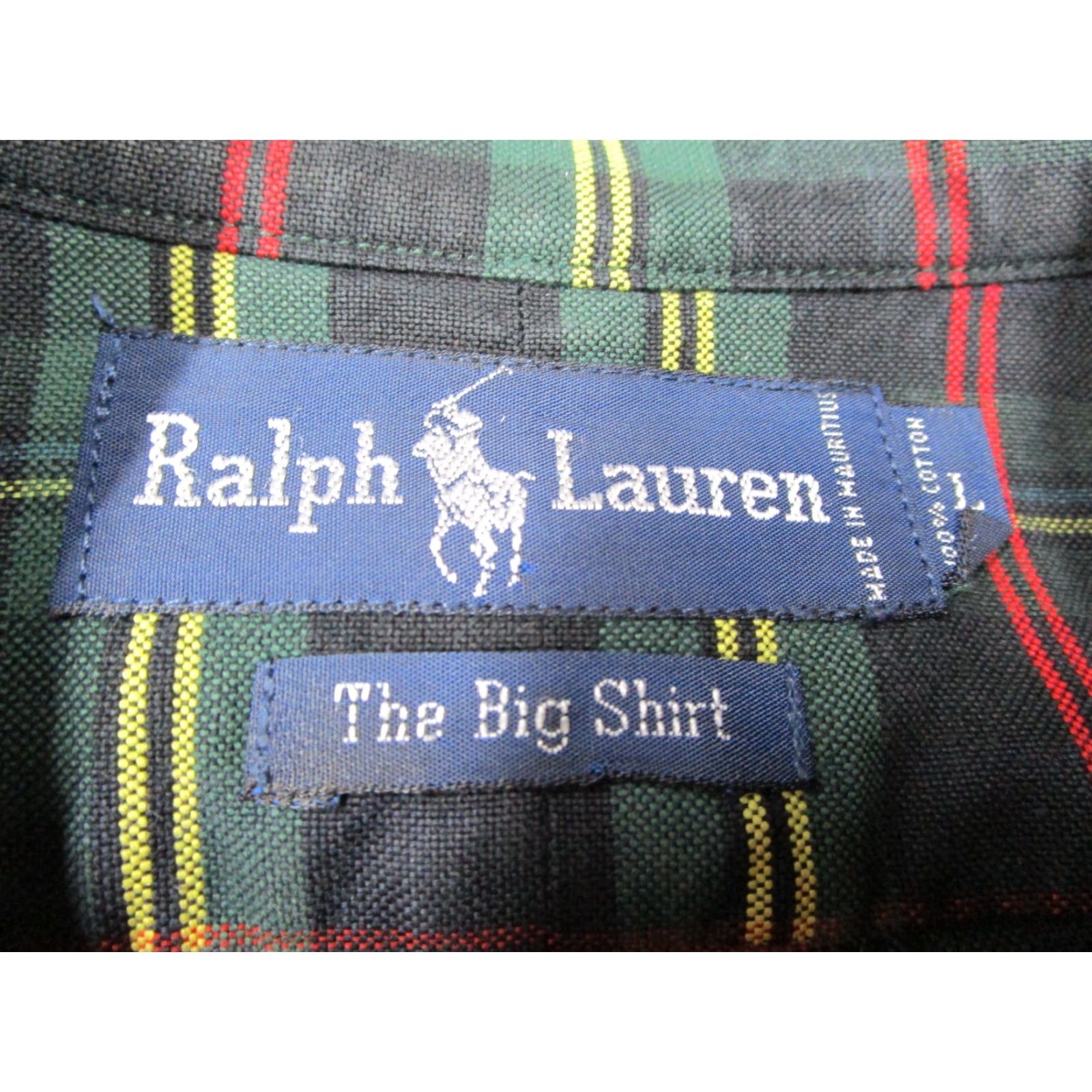 Ralph Lauren VINTAGE Ralph Lauren Shirt Mens Large Green Tartan Plaid Button-Up Shield Logo Big & Tall Size US L / EU 52-54 / 3 - 2 Thumbnail
