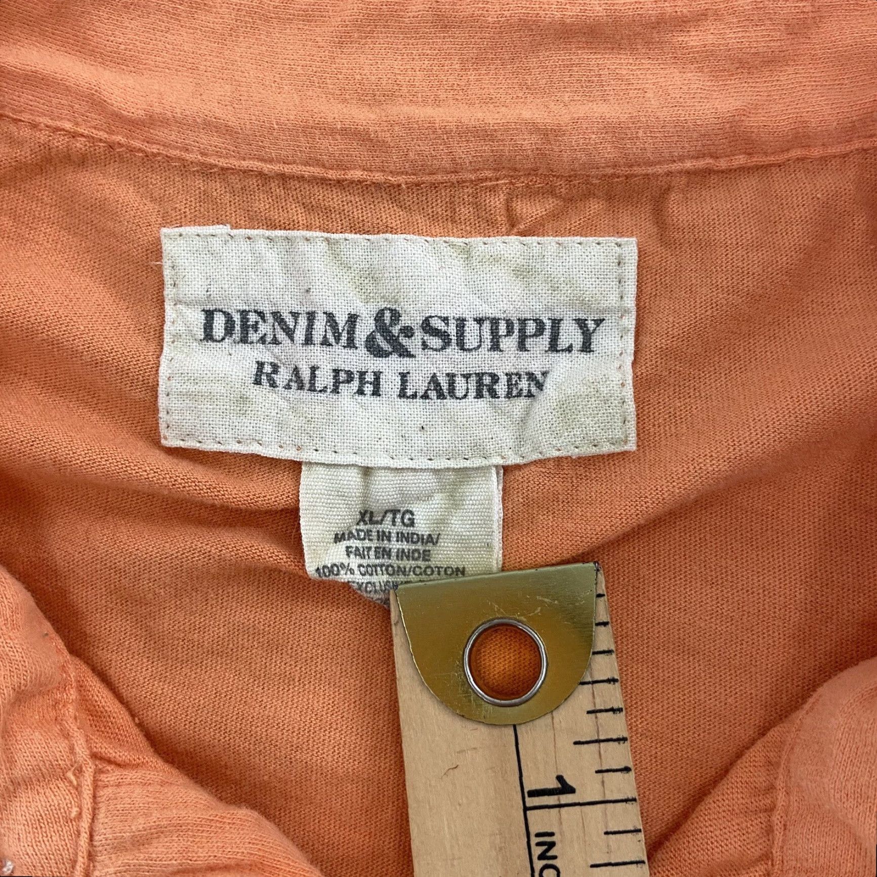 Vintage VINTAGE Denim & Supply Ralph Lauren Polo Shirt XL Orange Solid Short Sleeve Casual Mens Size US XL / EU 56 / 4 - 6 Thumbnail