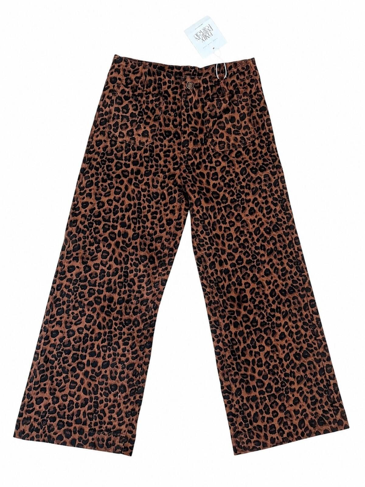 Other Leopard Print Cropped Wide-Leg Pants - Brown/Black Size 26" / US 2 / IT 38 - 1 Thumbnail