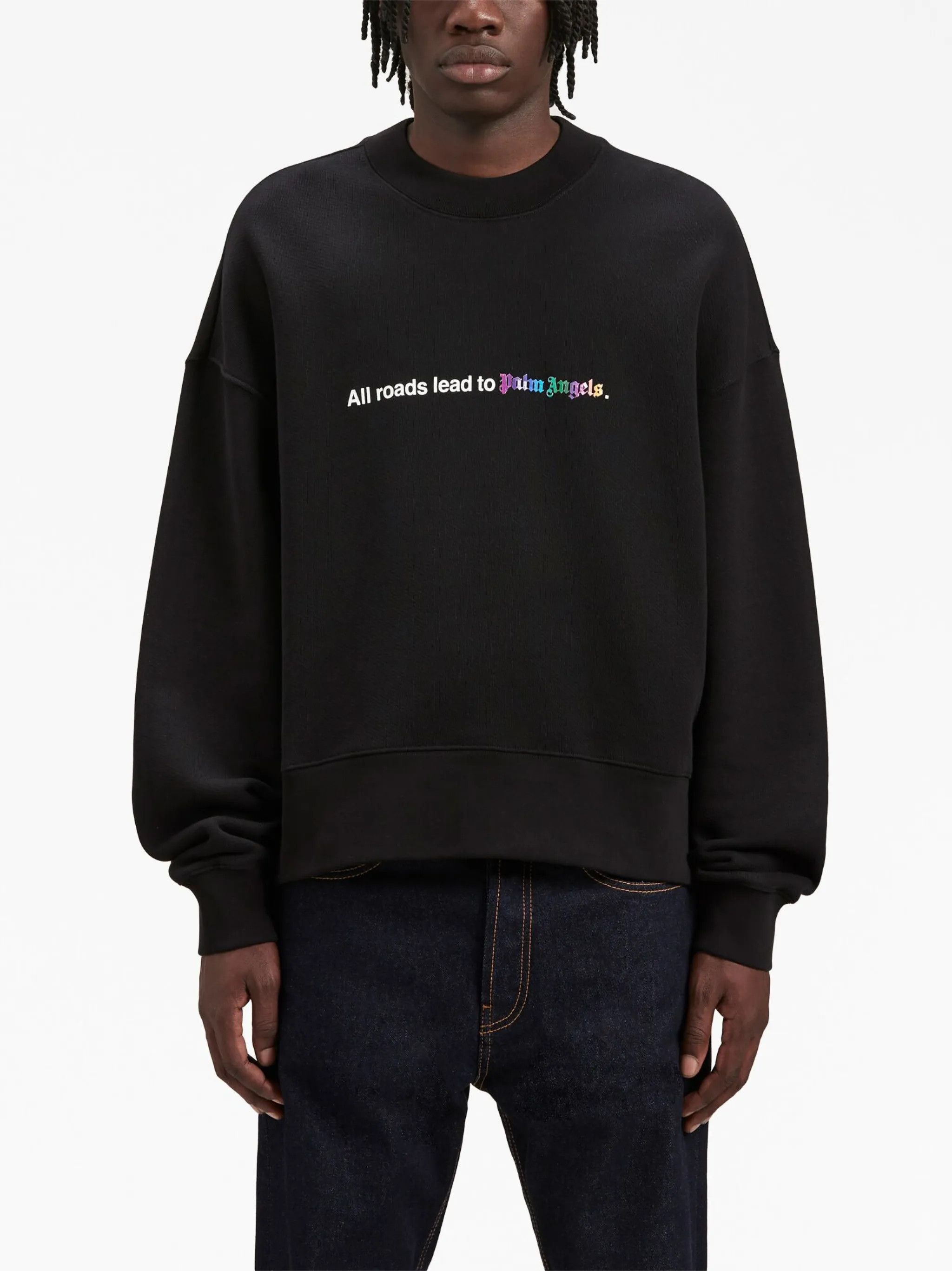 Palm Angels o1gr1nt0325 All Roads Crewneck Sweatshirt in Black Size US XXL / EU 58 / 5 - 3 Thumbnail