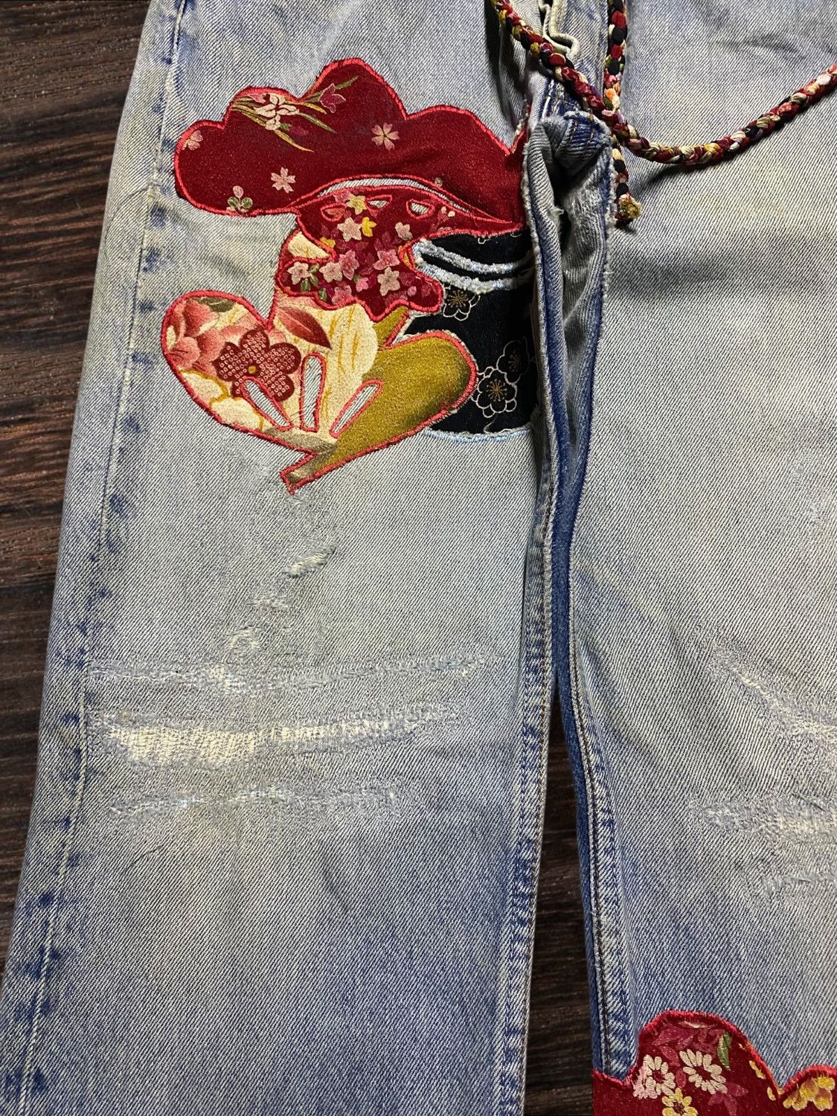 Kapital Vintage Japanese Brand Embroidery Diary Streetwear Jeans Size US 29 - 7 Thumbnail