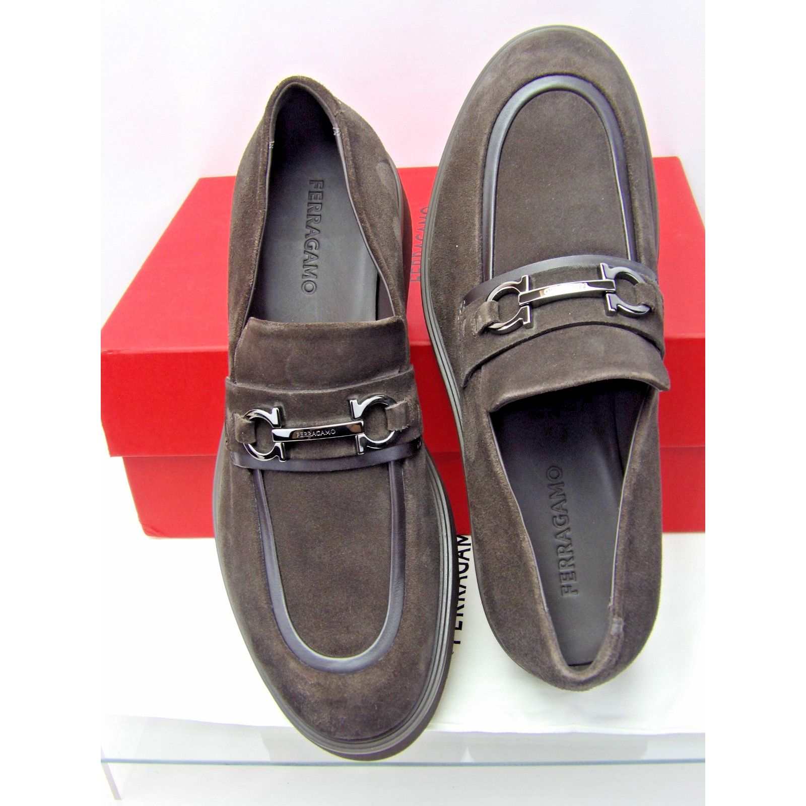 Salvatore Ferragamo FERRAGAMO FIORELLO BROWN SUEDE LEATHER GANCINI LOAFERS 11.5 Size US 12.5 / EU 45-46 - 5 Thumbnail