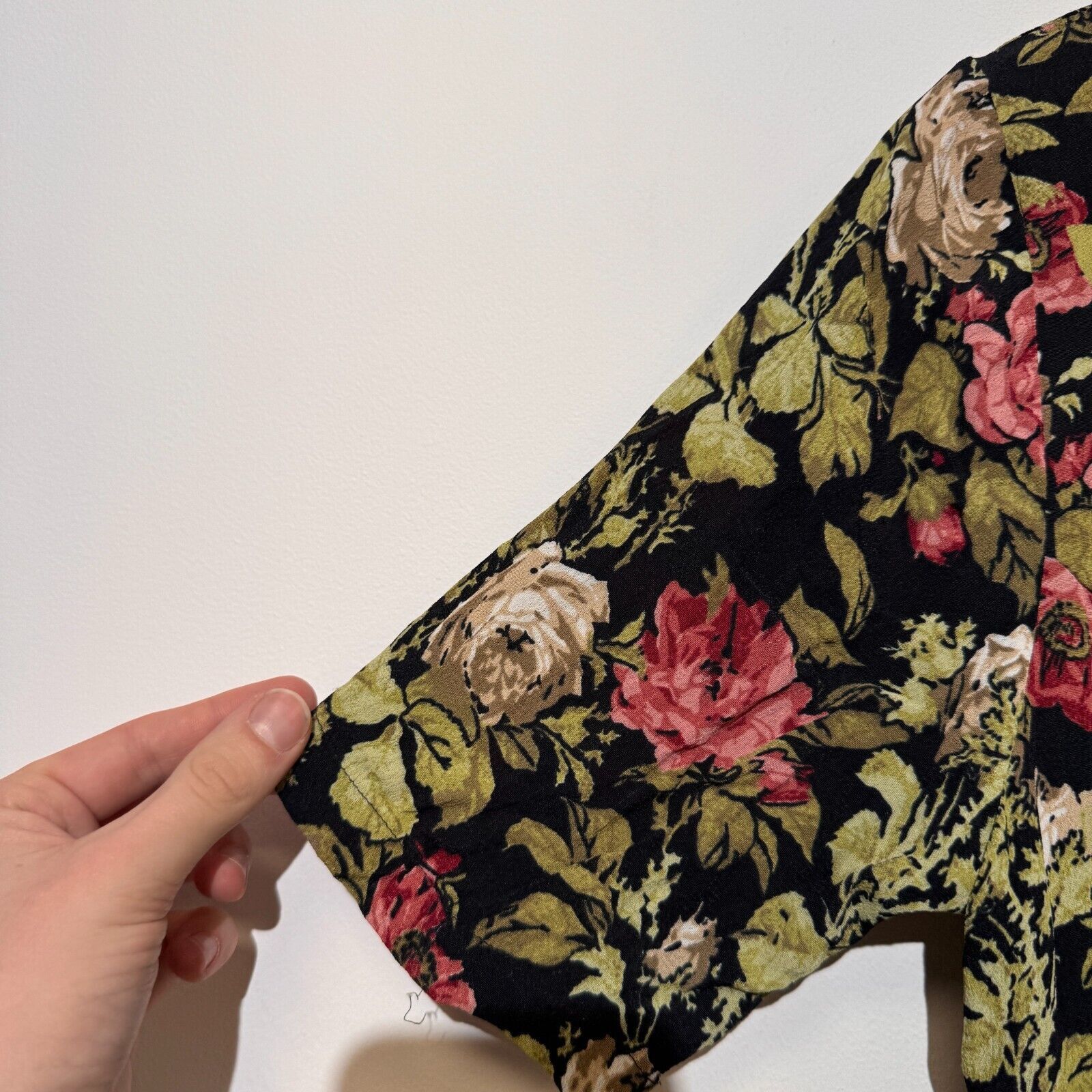 Ganni × Vintage Ganni Green Black Viscose Dress Size S Floral Pattern 90s Size S / US 4 / IT 40 - 10 Thumbnail