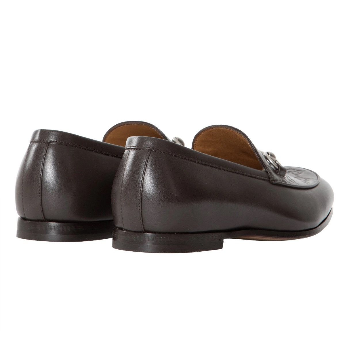 Gucci Gucci Brown Leather GG Embossed Horsebit Loafers - Size 7UK Size US 8 / EU 41 - 3 Thumbnail