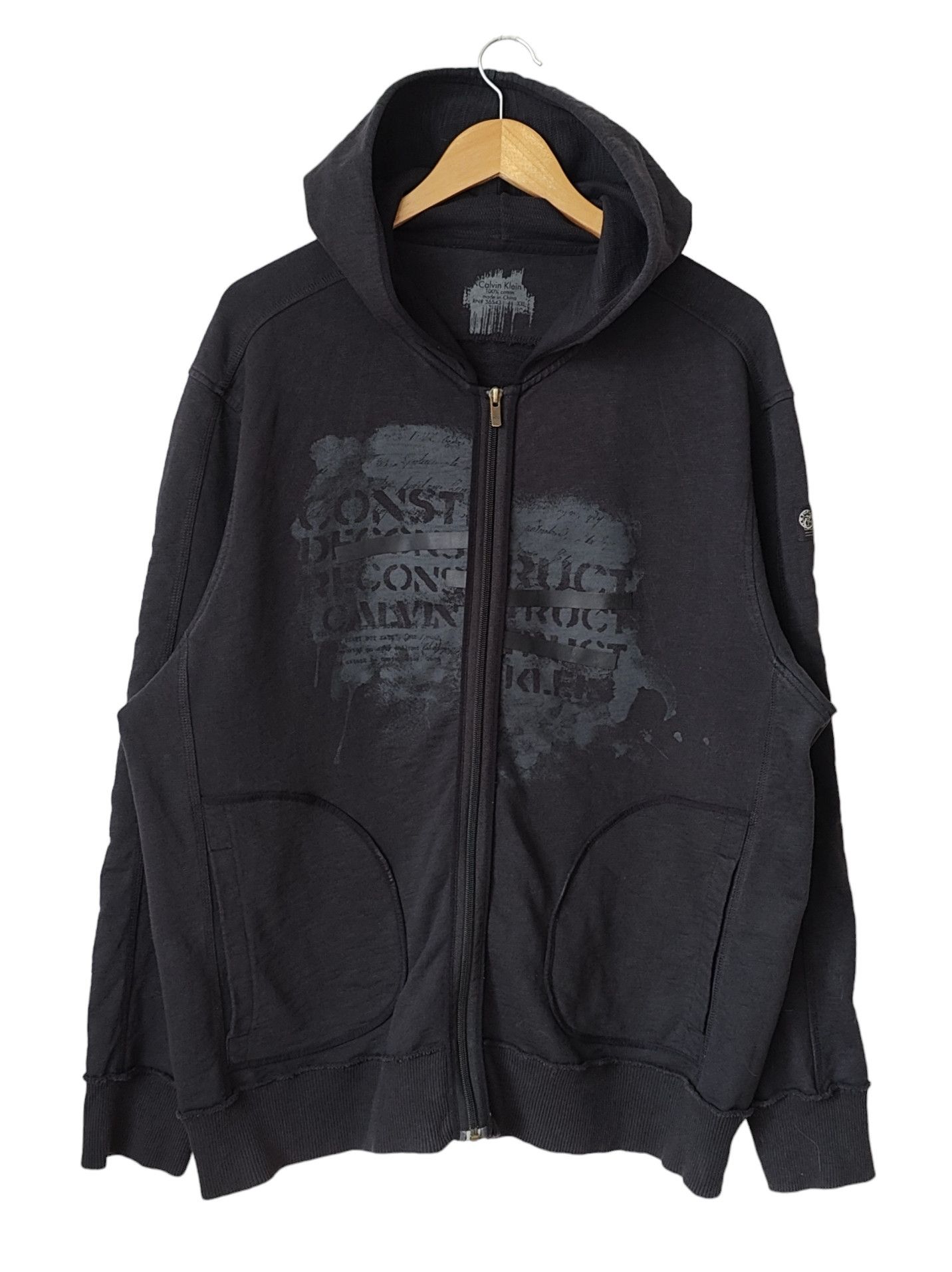 image of Calvin Klein 205W39Nyc X Raf Simons Reversed Zip Hoodie in Black, Men's (Size XL)