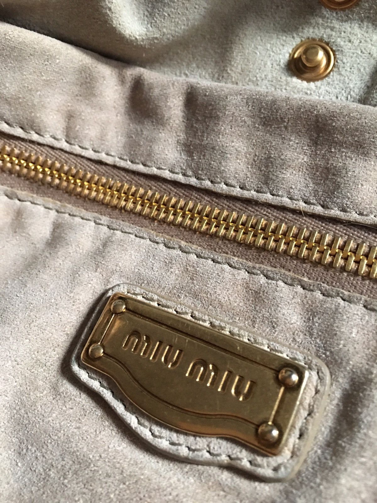 Miu Miu Miu Miu Hobo Bag Blue Grey Learher Handbag Size ONE SIZE - 11 Thumbnail