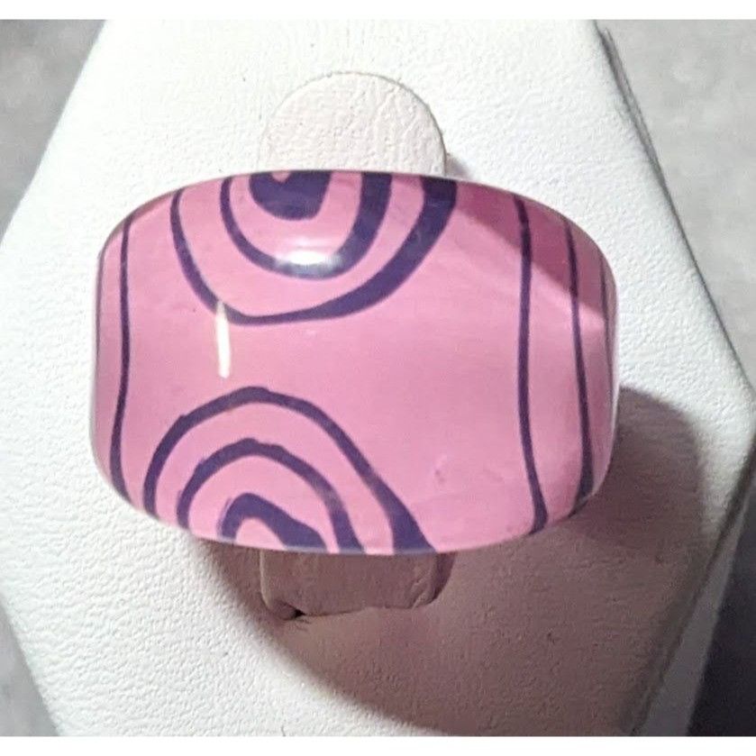 Other Bubblegum Pink And Purple Abstract Swirl Retro Chunky Ring S Size ONE SIZE - 7 Thumbnail