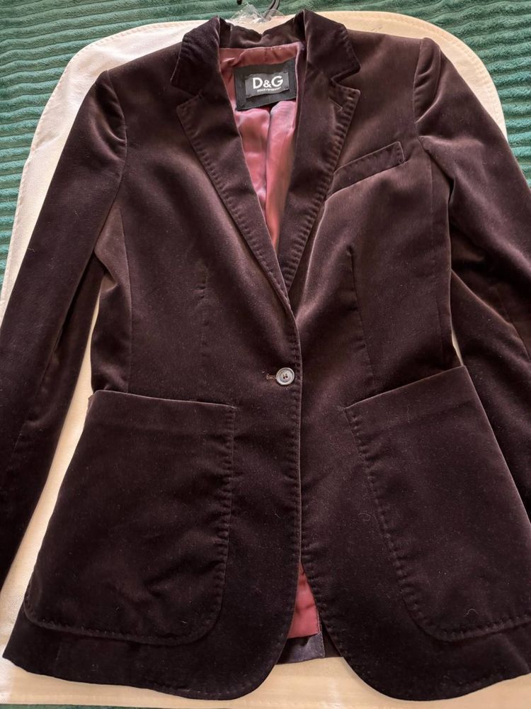 Dolce & Gabbana Dolce Gabbana Velour Burgundy Blazer Size S / US 4 / IT 40 - 2 Thumbnail