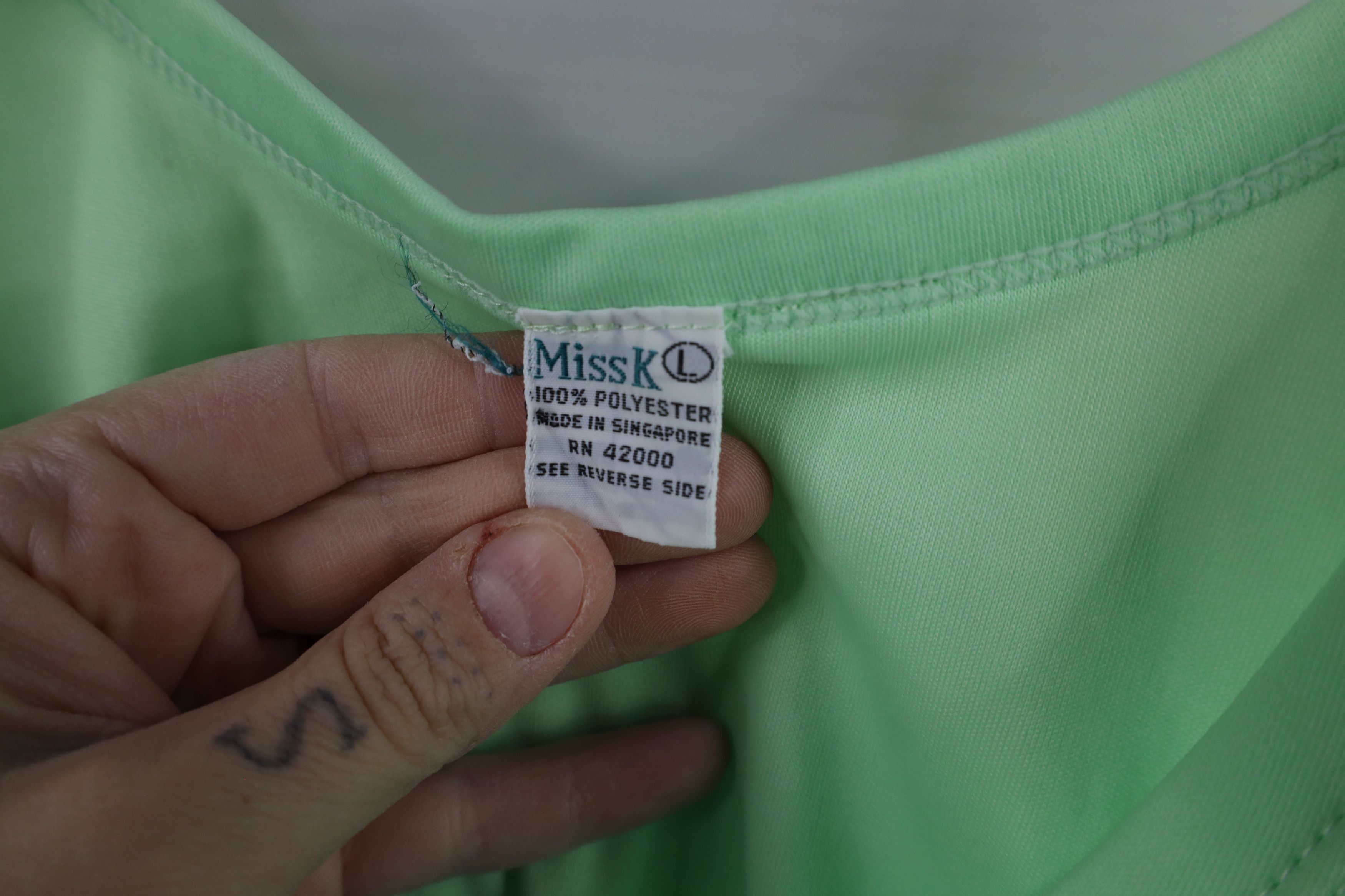 Vintage Vintage 70s Streetwear Babydoll Knit Tank Top T-Shirt Lime Size L / US 10 / IT 46 - 7 Thumbnail