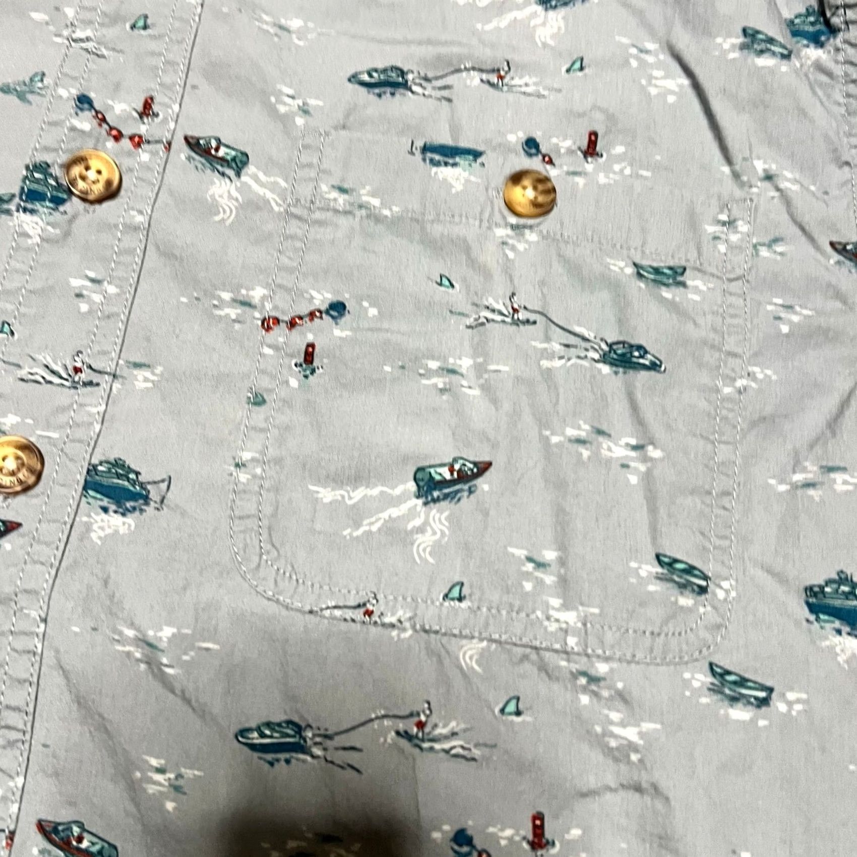 Duluth Trading Company DULUTH Shirt Men Large Gray Blue Fishing Boat All Over Print BBQ Short Sleeve Size US L / EU 52-54 / 3 - 2 Thumbnail