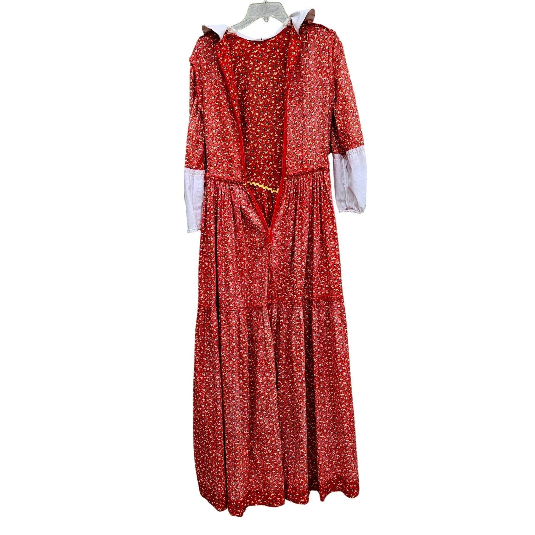 Homemade Vintage 70s Red Calico Maxi Prairie Dress Peter Pan Collar C Size XS / US 0-2 / IT 36-38 - 11 Thumbnail