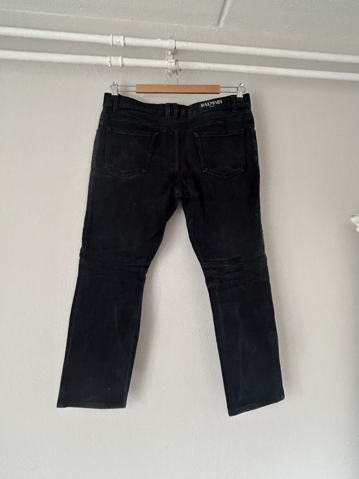 Balmain Balmain Black Biker Jeans with Ribbed Panel Detailing Size US 30 / EU 46 - 5 Thumbnail