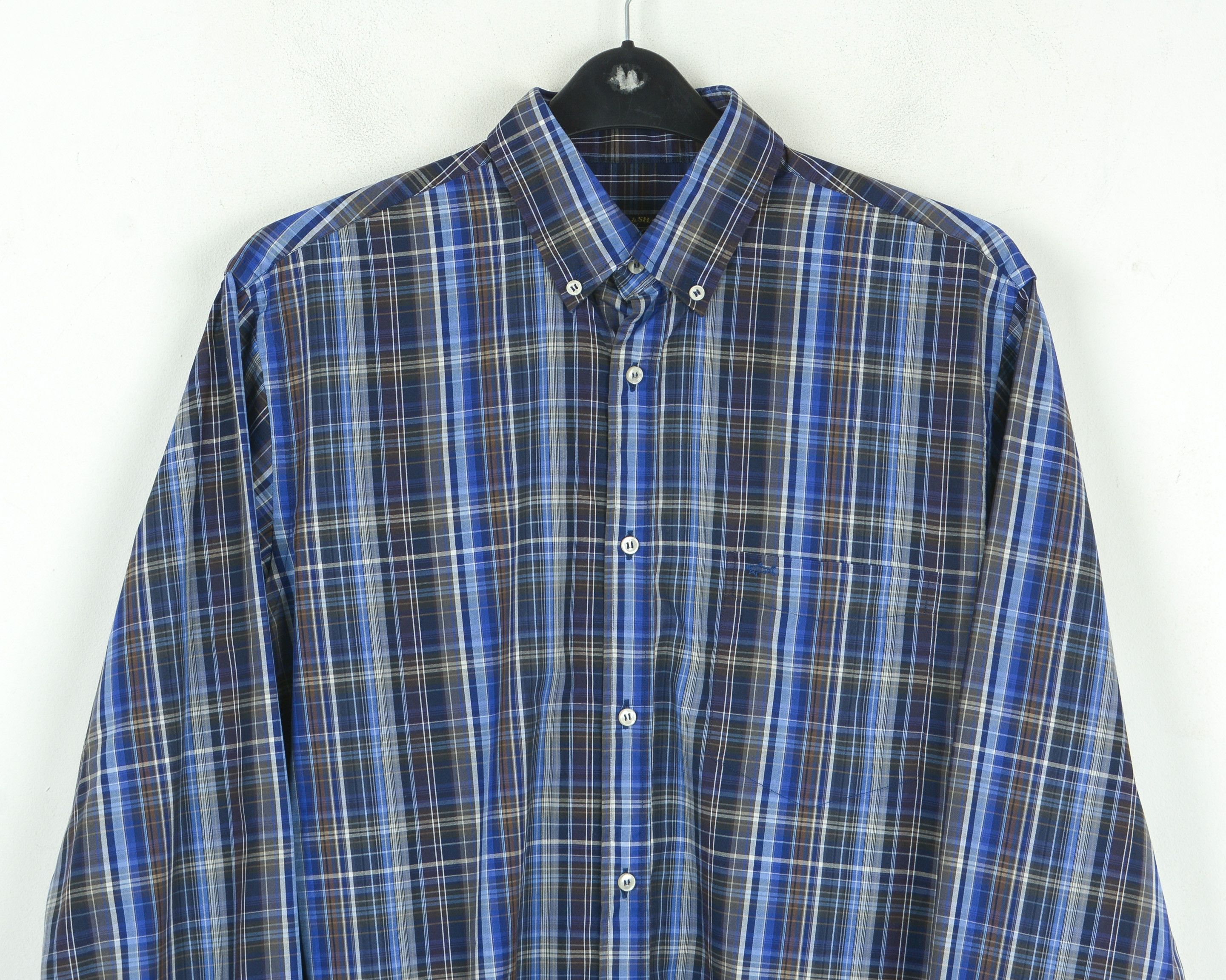 Paul & Shark Vintage Men's Shirt Cotton Button Up Over L Plaid Check Blue Size US L / EU 52-54 / 3 - 7 Thumbnail