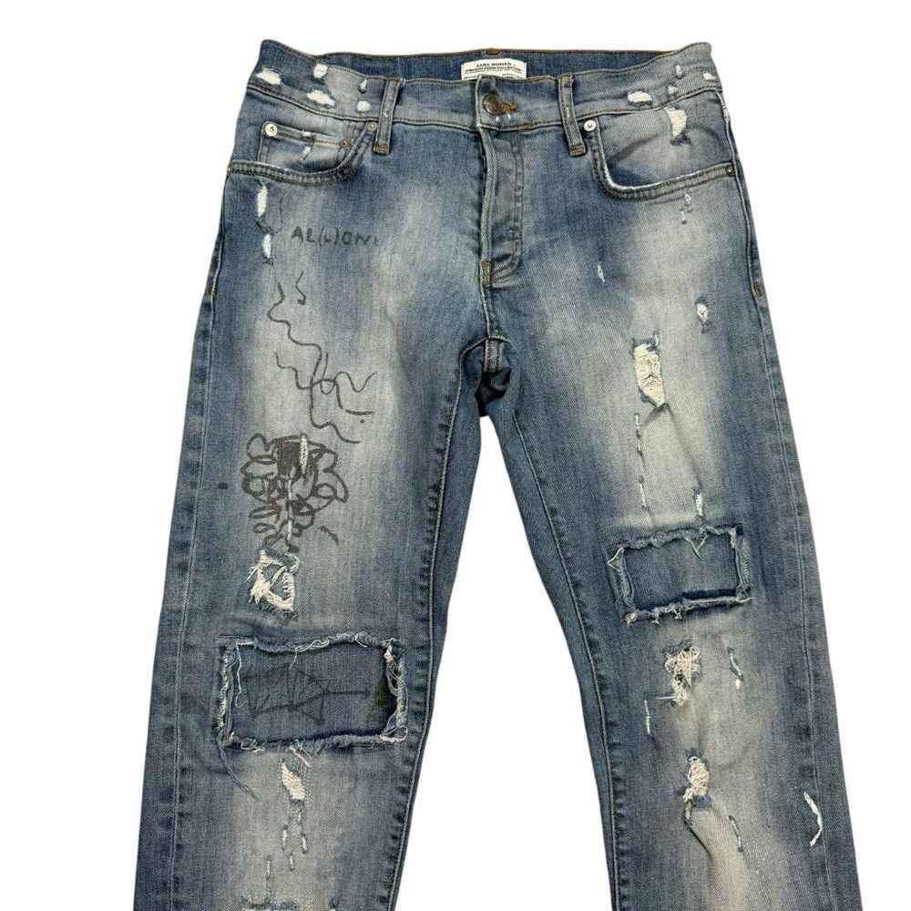 Zara Zara Premium Denim Collection Distressed Patchwork Jeans Si Size 27" / US 4 / IT 40 - 4 Thumbnail