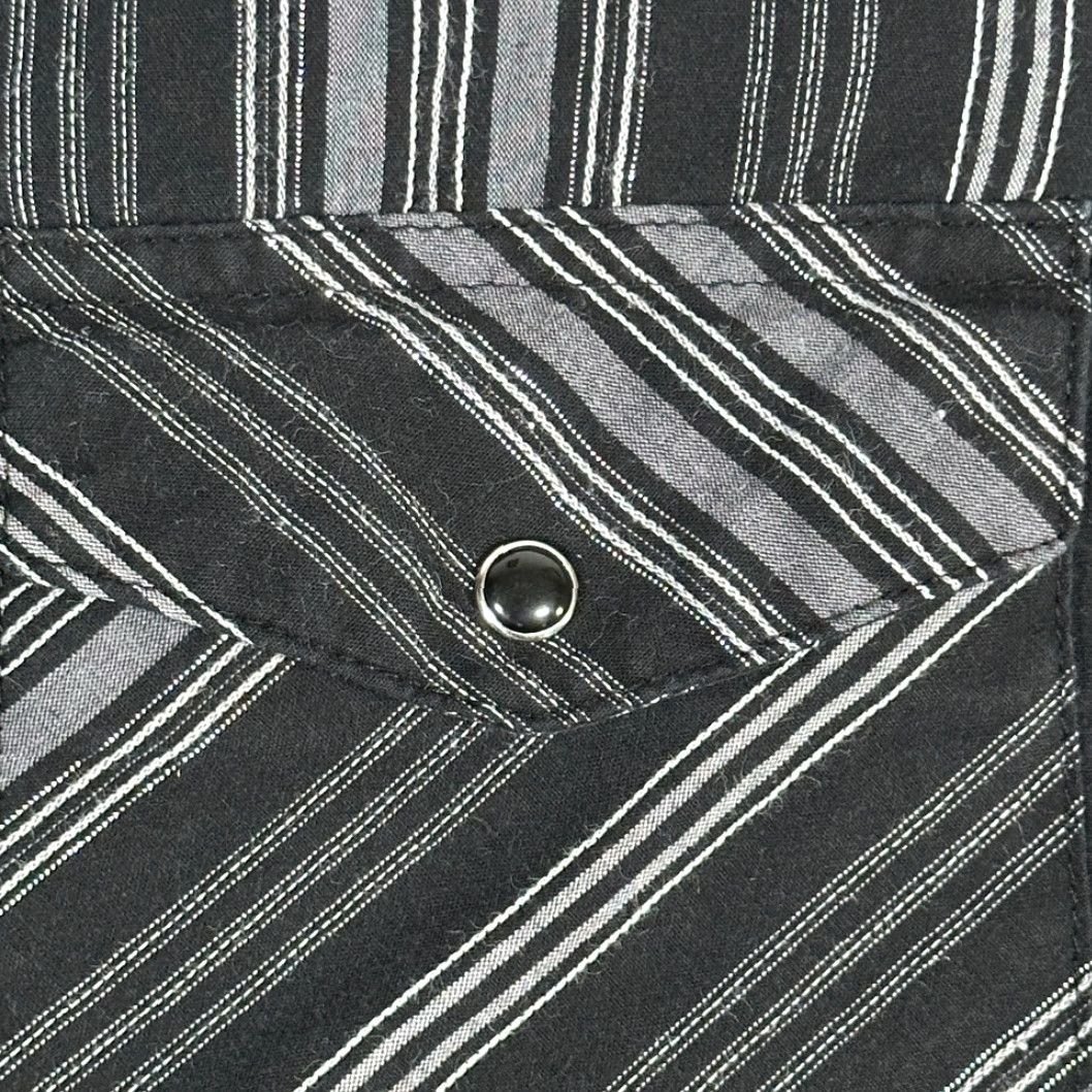 Wrangler VINTAGE Wrangler Western Shirt Adult MEDIUM Black Gray Silver Striped Pearl Snap Cowboy Shirt Mens Size US M / EU 48-50 / 2 - 4 Thumbnail