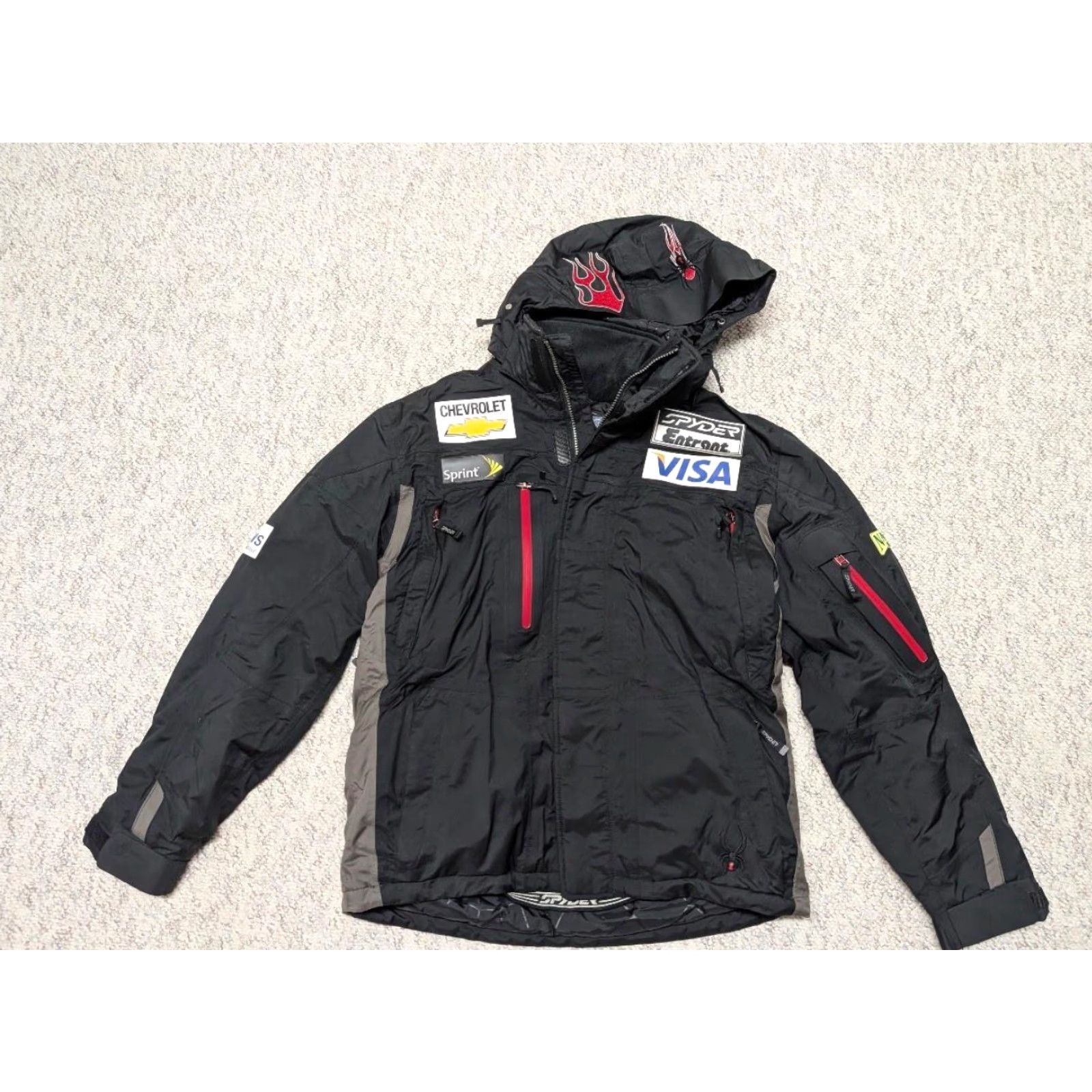 Spyder VINTAGE Spyder Jacket - USA Ski Team Coat S Black with SPONSORS Patches Hooded Mens XS? Size US S / EU 44-46 / 1 - 4 Thumbnail