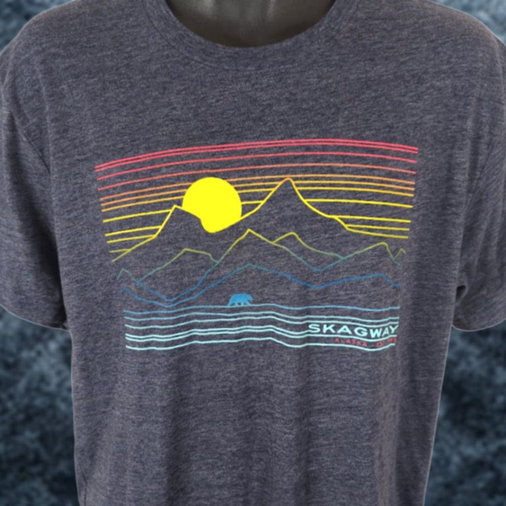Vintage Blue 84 Skagway Alaska T Shirt Mens M Gray Grizzly Bear Travel Destination Tee Shirt Size US M / EU 48-50 / 2 - 1 Thumbnail