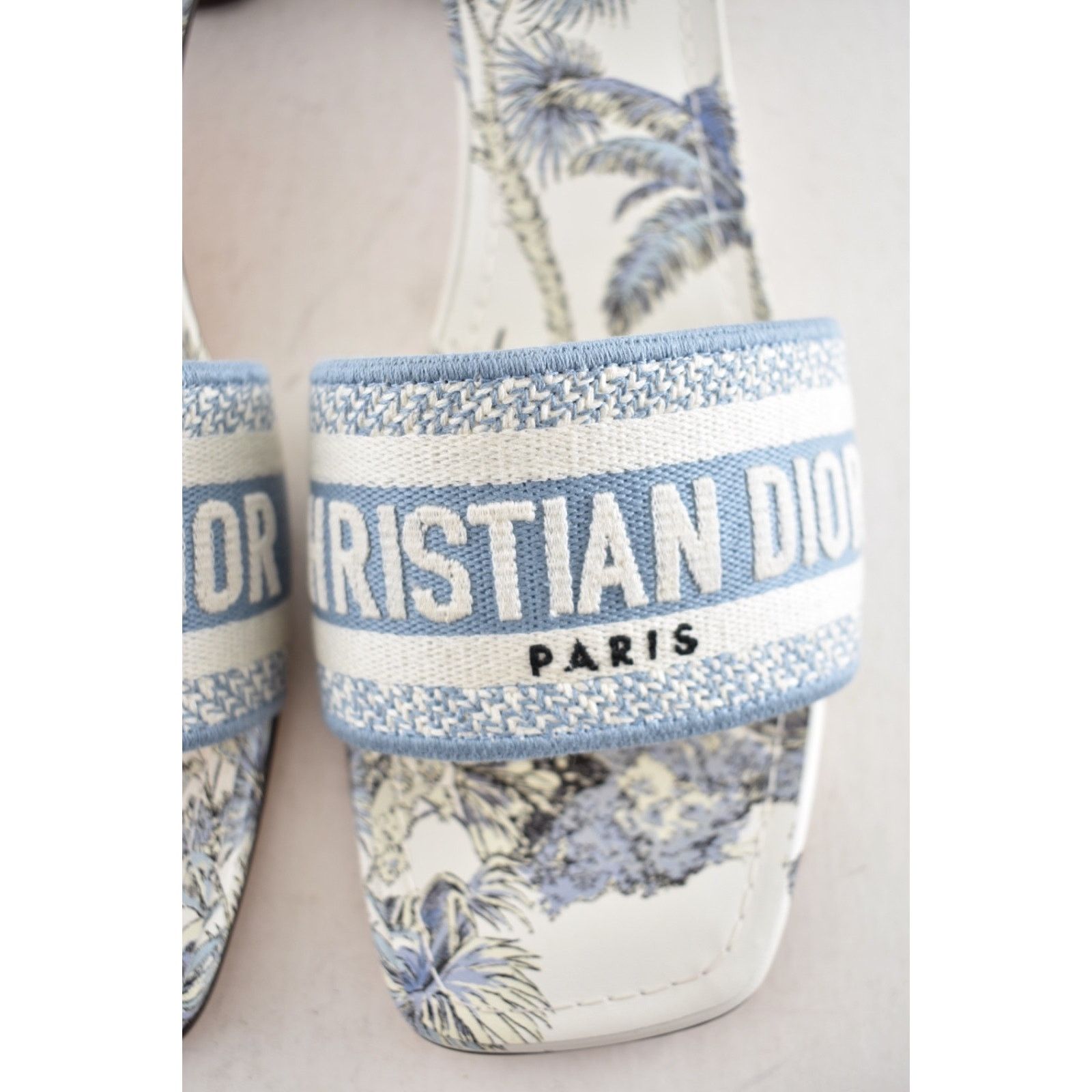 Dior Christian Dior Dway Heeled Slide Blue White TDJ Palms 41.5 Size US 11.5 / IT 41.5 - 7 Thumbnail