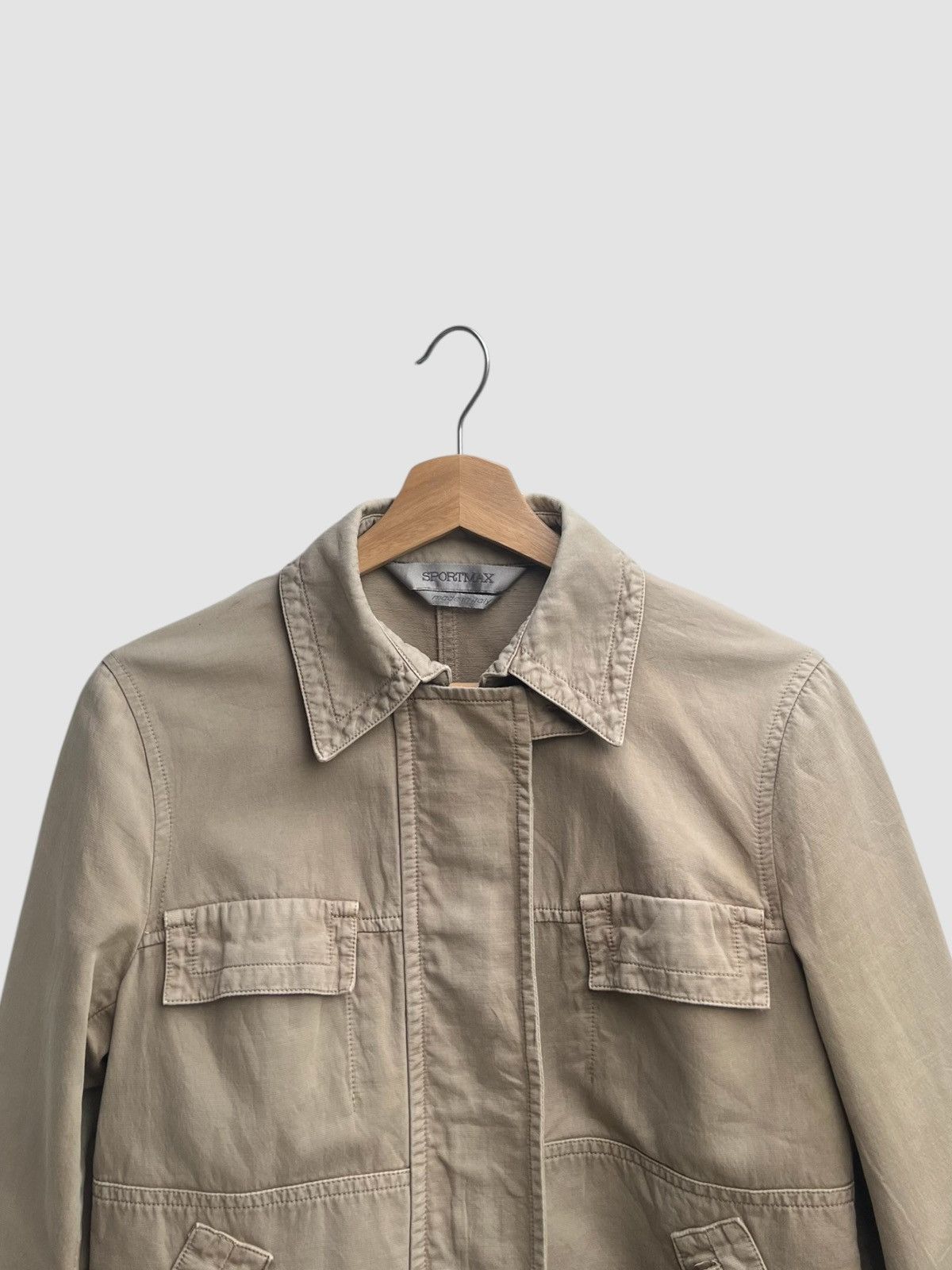 Sportmax Sportmax Cotton Utility Jacket Khaki Made in Italy Size XS / US 0-2 / IT 36-38 - 5 Thumbnail
