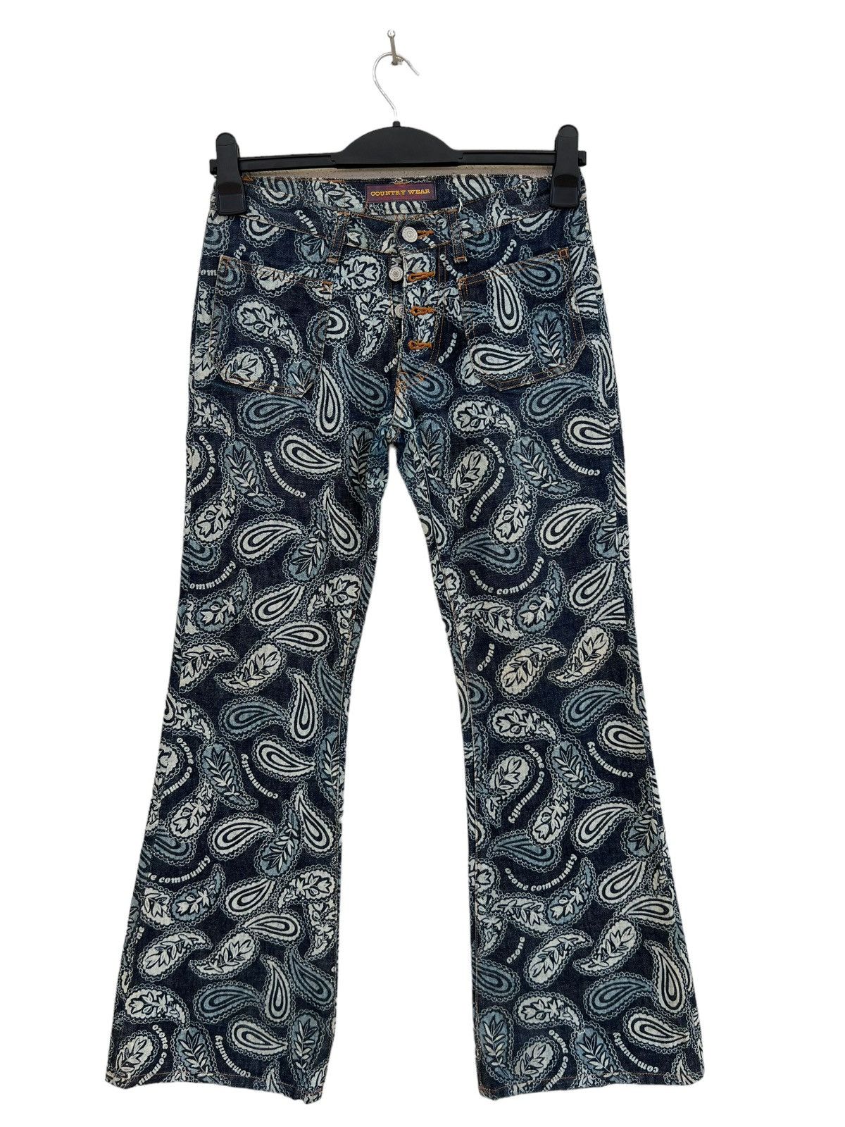Vintage VTG 90s Ozone Community Tokyo Paisley Denim Bootcut Jeans Size US 29 - 6 Thumbnail