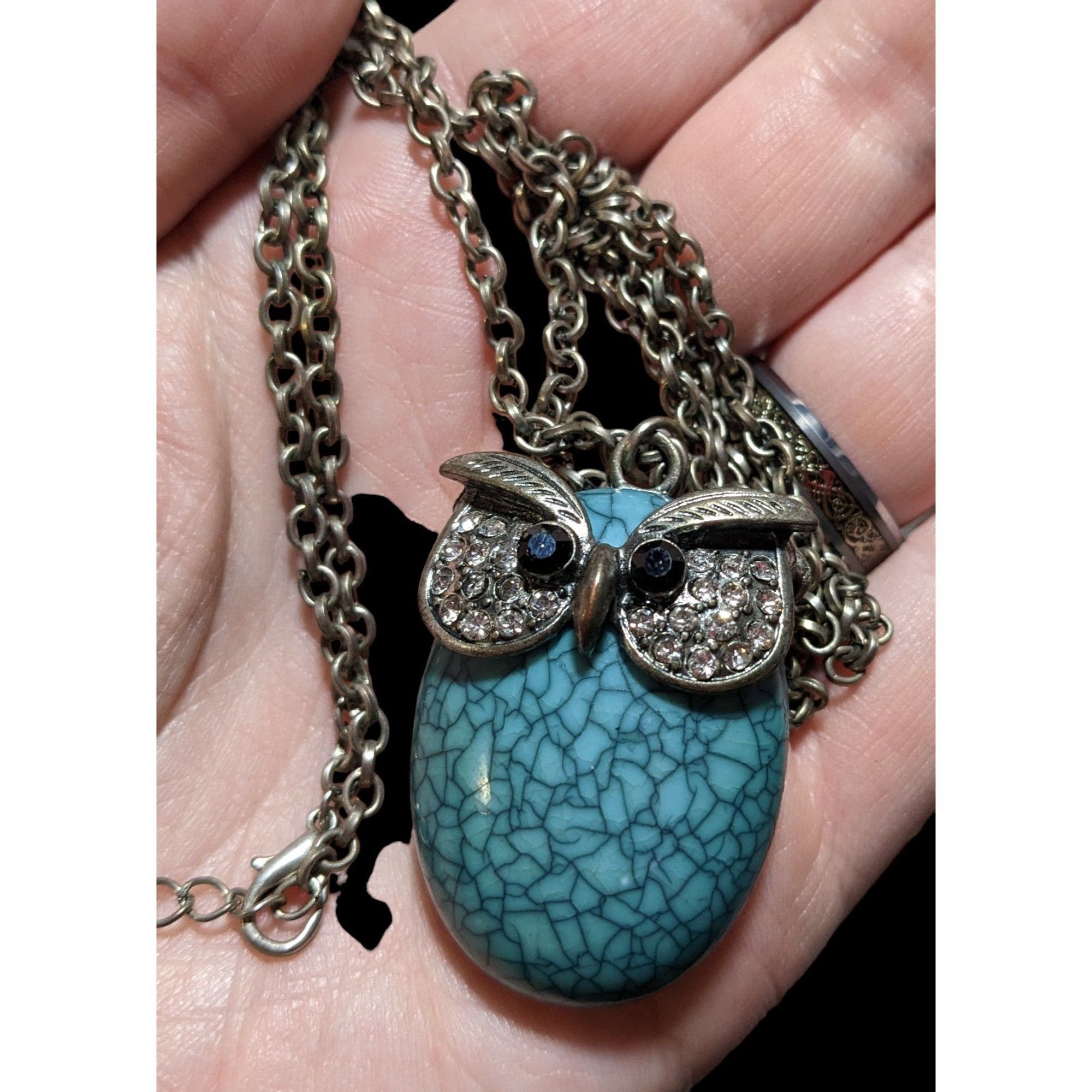 Other Turquoise Rhinestone Owl Necklace Size ONE SIZE - 5 Thumbnail