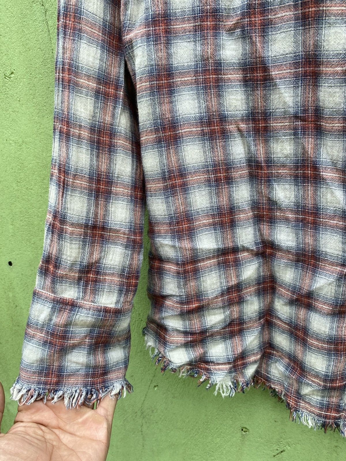 GOA GOA Vintage Distressed Plaid Western Raw Hem Grunge Fade Size ONE SIZE - 5 Thumbnail