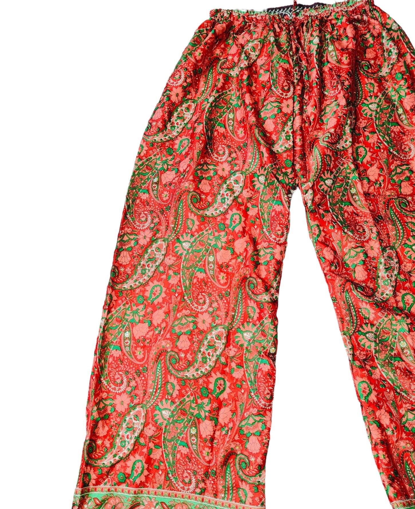 Poeme Bohemien Floral Printed Silk Pant, Comfortable Relaxed Feel, Bohemian Size 38" / US 16 / IT 52 - 3 Thumbnail