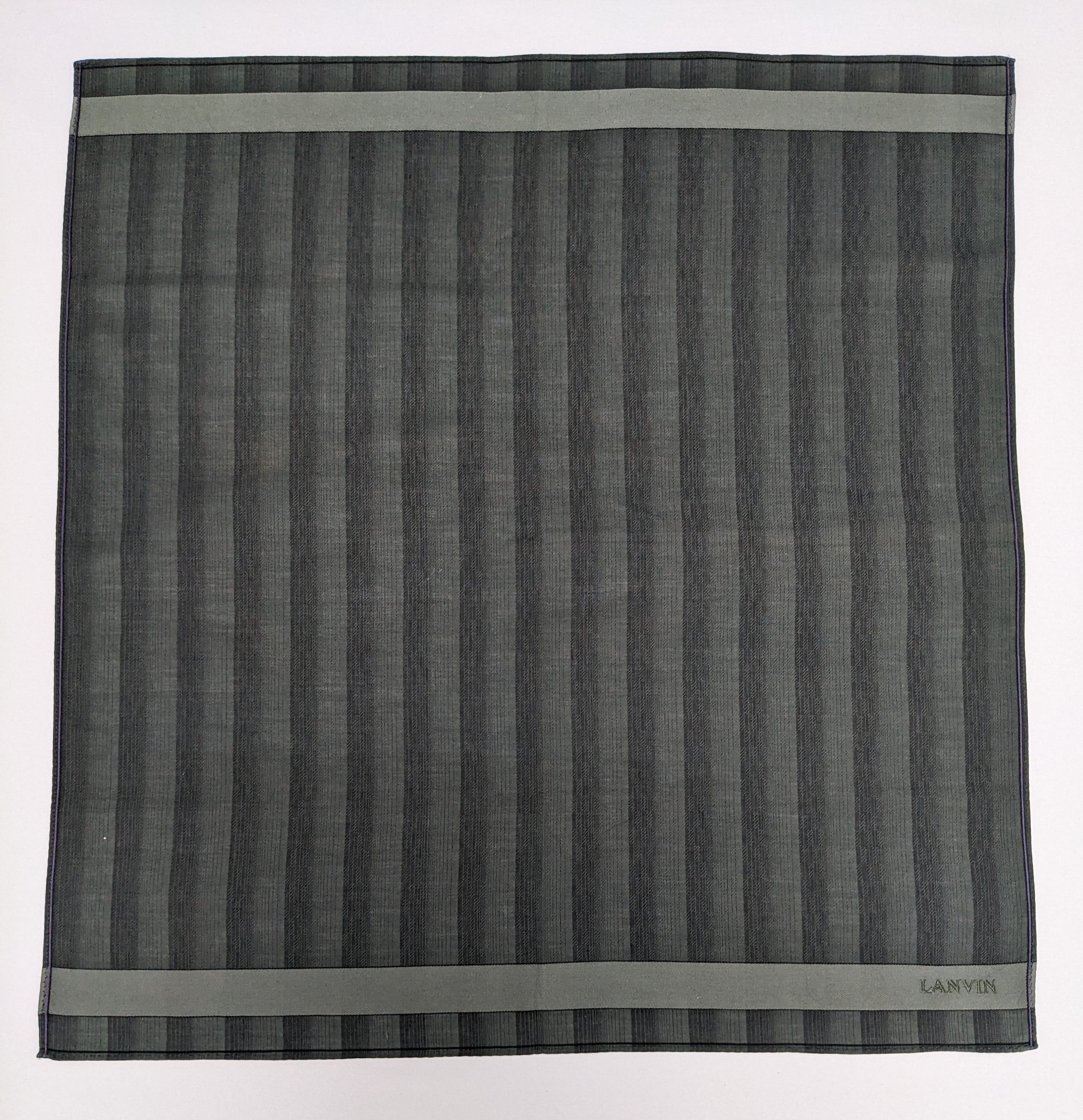 Lanvin VINTAGE LANVIN CHARCOAL GREY STRIPED JACQUARD HANDKERCHIEF Size ONE SIZE - 3 Thumbnail