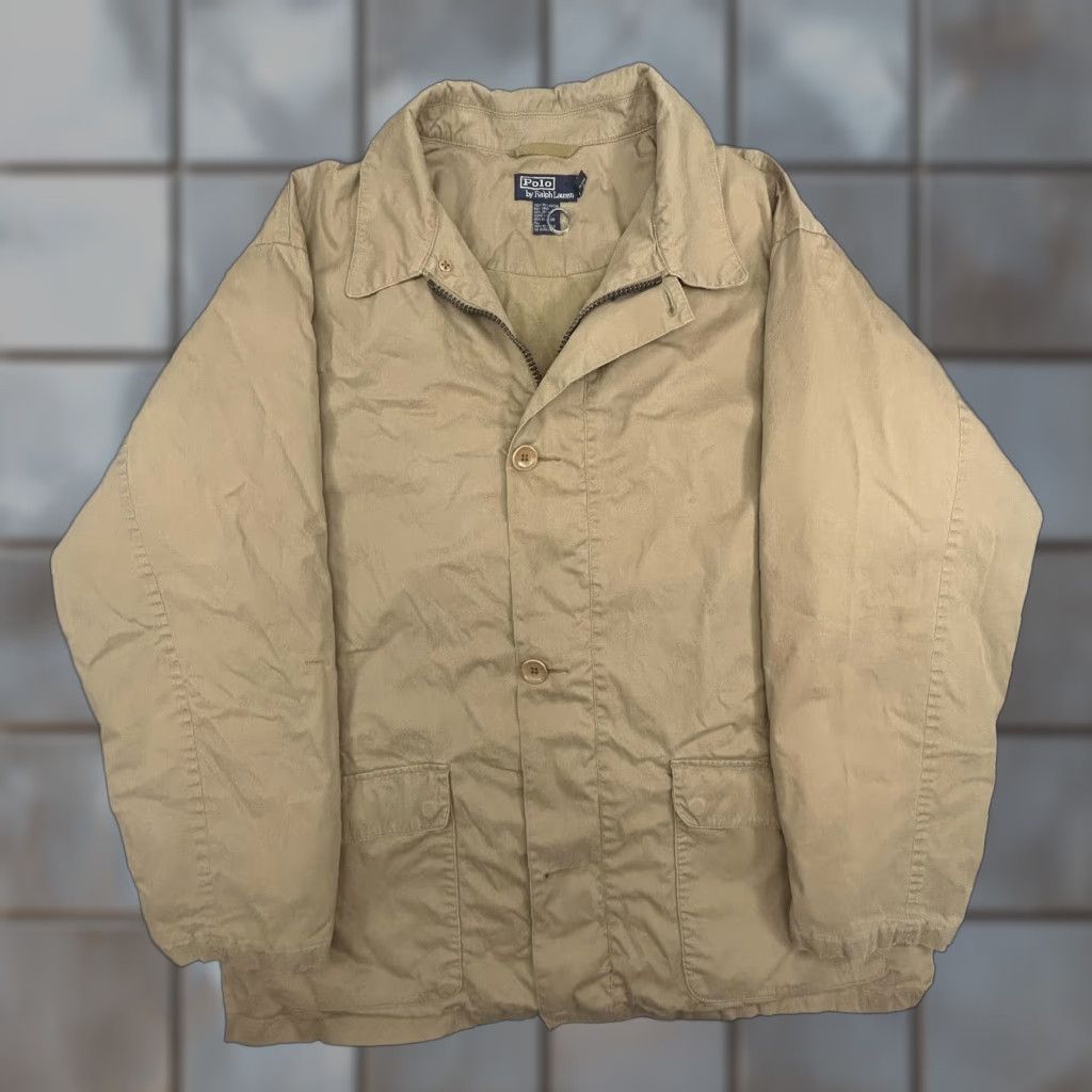 Polo Ralph Lauren VINTAGE Polo Ralph Lauren Jacket Mens 2XL Parka Beig e Cotton Zip Button Field Coat 90s Size US XXL / EU 58 / 5 - 1 Thumbnail