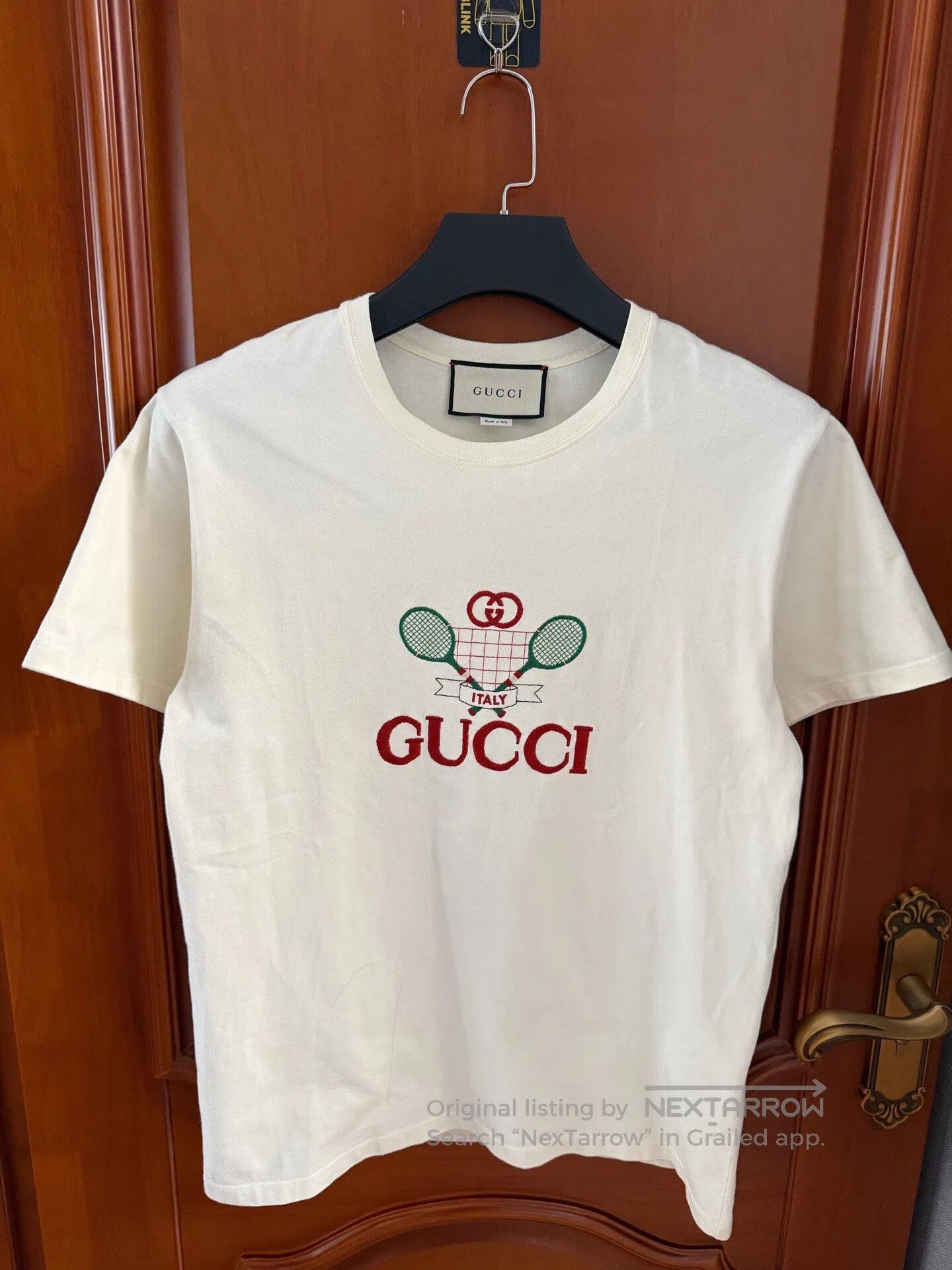 Gucci Guicci Off-White Tennis Racket Embroidered Short Sleeve| Size US XS / EU 42 / 0 - 1 Thumbnail