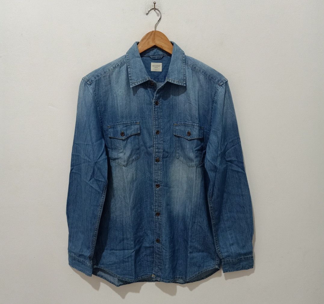 image of Back Number Denim Shirt Japan Brand in Blue Denim, Men's (Size Large)