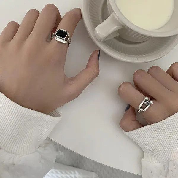 Jewelry 925 Silver Irregular Ring Set Size ONE SIZE - 2 Thumbnail