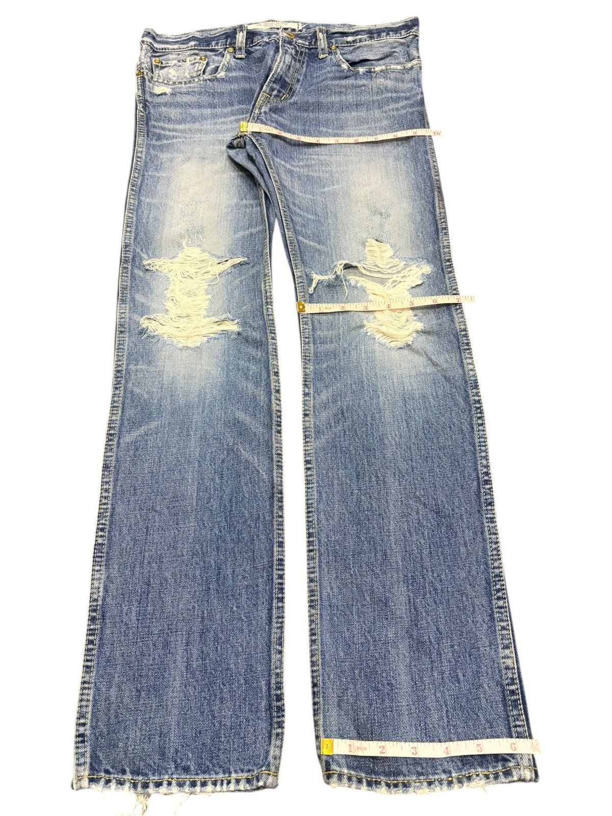 Edwin Vintage Japanese Rna Buckle Back Distressed Jeans Size 31" - 8 Thumbnail