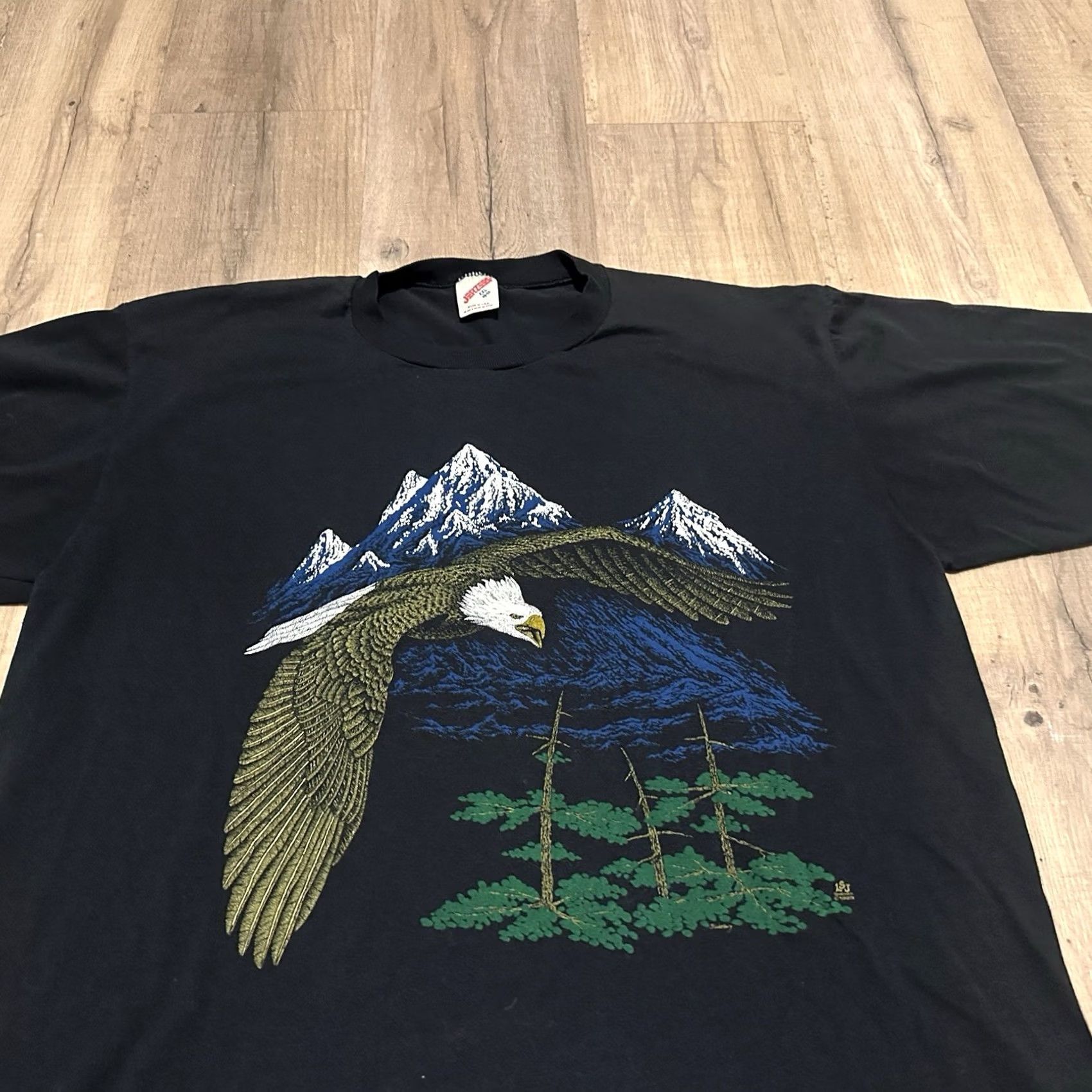 Jerzees VINTAGE 80s Bald Eagle Shirt Mens XL Jerzees Graphic Print Single Stitch Black Size US XL / EU 56 / 4 - 2 Thumbnail