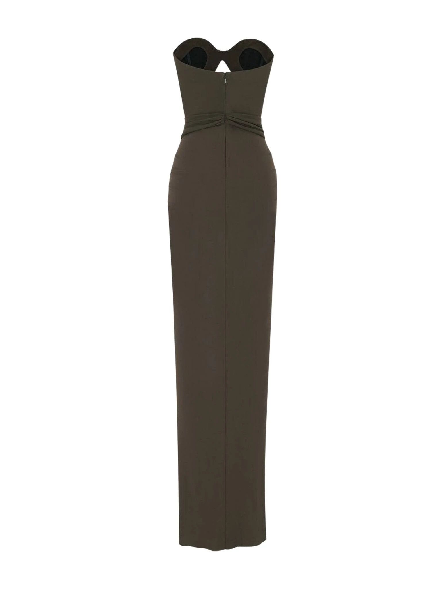 Saint Laurent Paris o1bcso1str1124 Gown in Coffee Size S / US 4 / IT 40 - 2 Thumbnail