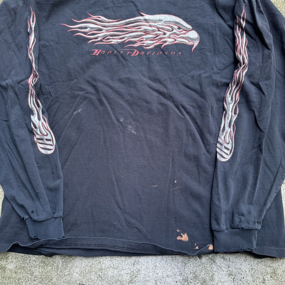 Harley Davidson Thrashed Faded Distressed Flame Longsleeve ERD Grunge Chrome Size US XL / EU 56 / 4 - 12 Thumbnail