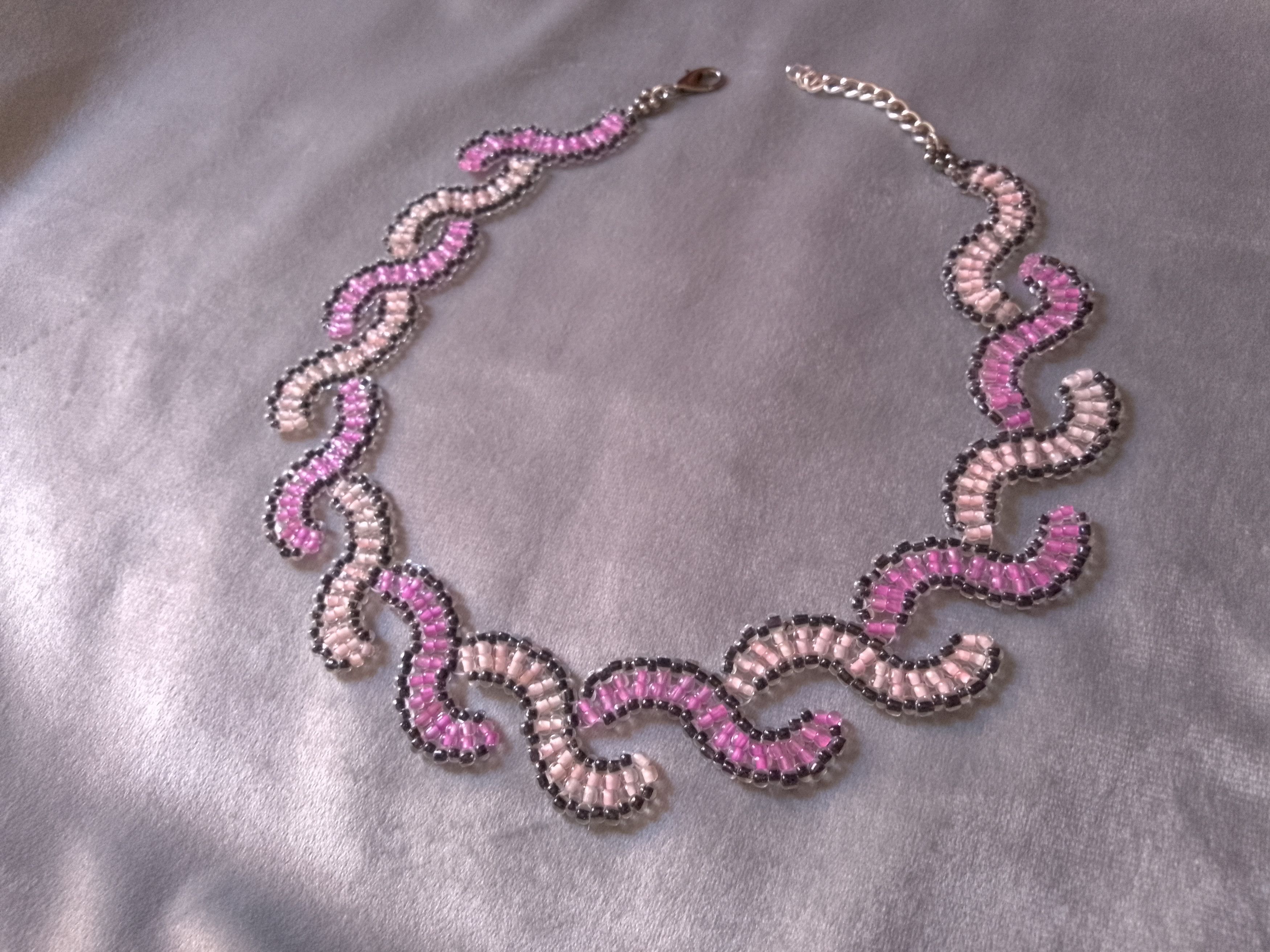 Handmade Necklace braided choker lilac pink super glamour Size ONE SIZE - 5 Thumbnail