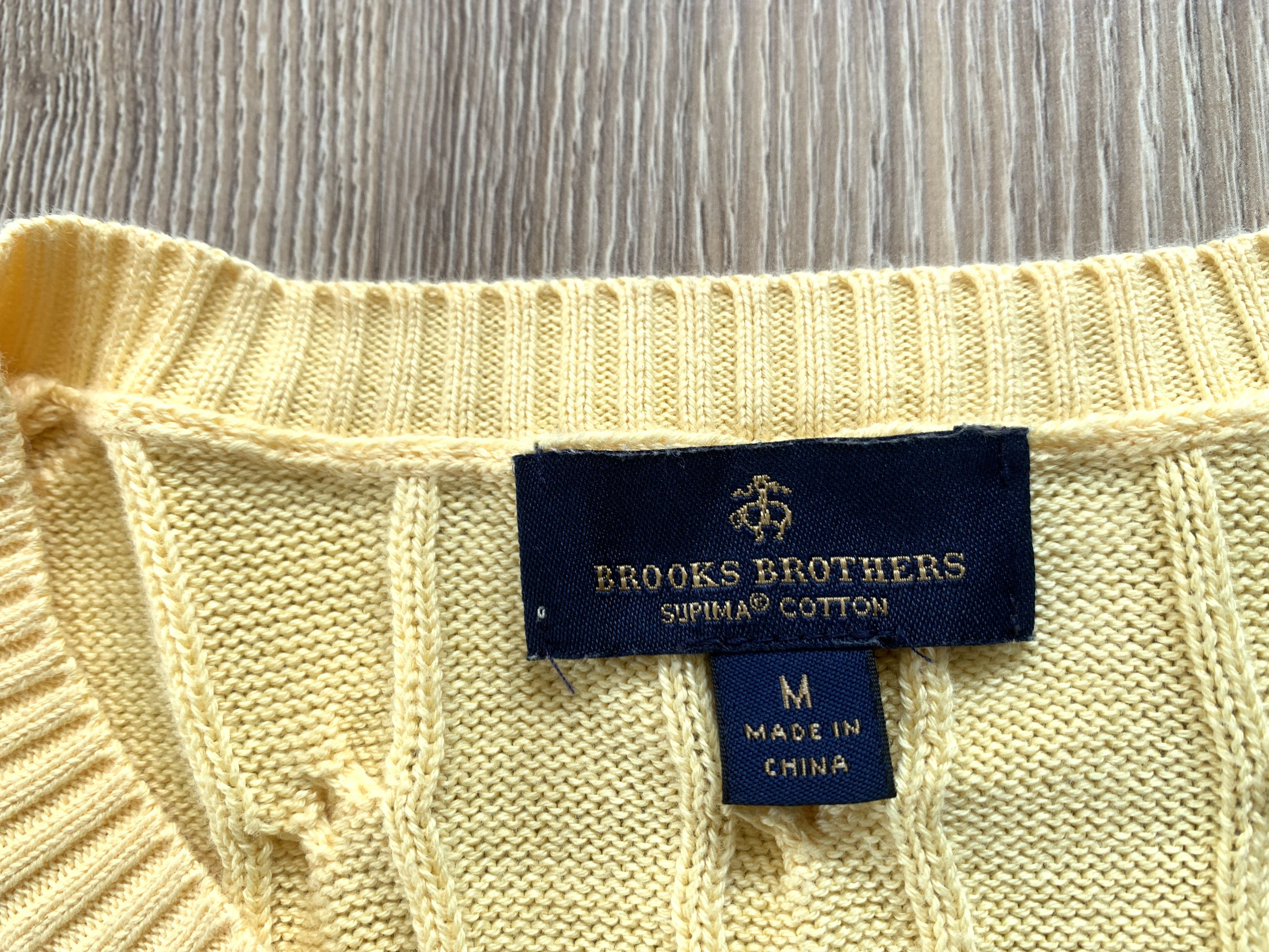 Brooks Brothers Brooks Brothers Cable-Knit Crew Neck Yellow Cotton Sweater Size US M / EU 48-50 / 2 - 7 Thumbnail