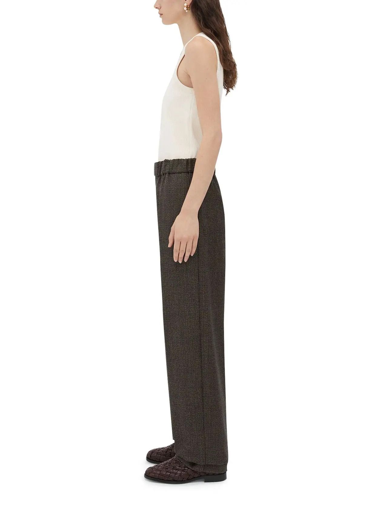 Bottega Veneta o1bcso1str0225 Houndstooth Wool Trouser in Brown Size 30" / US 8 / IT 44 - 4 Thumbnail