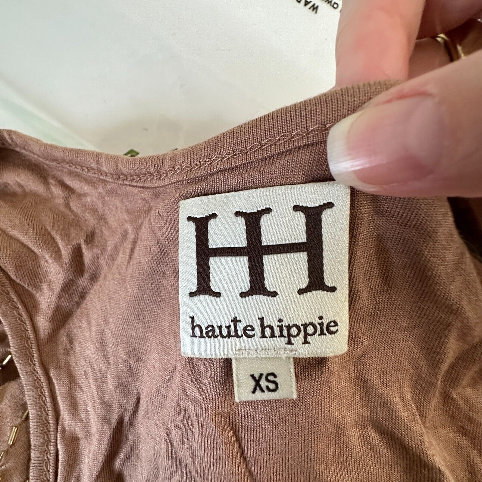 Haute Hippie Haute Hippie Brown Tank Mini Side Ruche Gold Bead Adornment Size XS / US 0-2 / IT 36-38 - 11 Thumbnail
