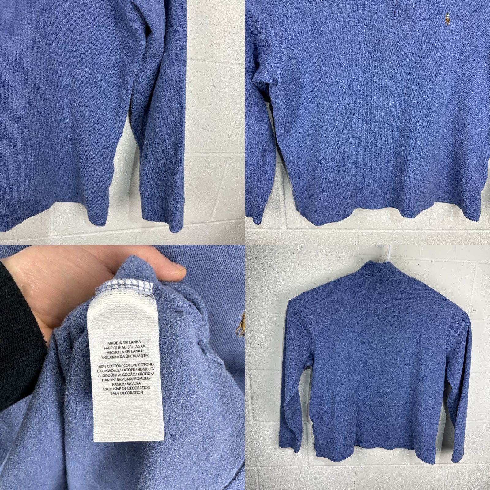 Ralph Lauren Polo Ralph Lauren Mens Sweater L 1/4 Zip Pullover Blue Polo Logo Knit Cotton Mock Neck Long Sleeve Slim Fit-Classic-Preppy Size US L / EU 52-54 / 3 - 8 Thumbnail