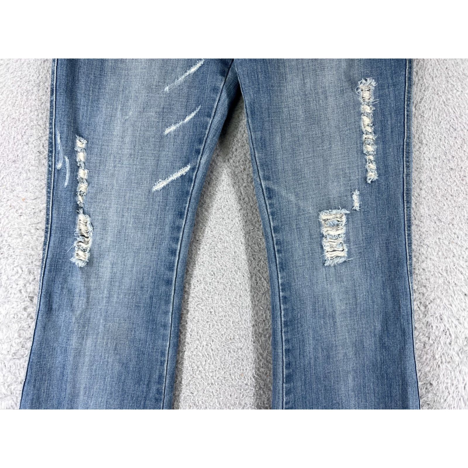 Denime Chi Ole Jeans Womens 28x29 Blue Denim Distressed 100% Cotton Bootcut 5-Pocket Regular Size 7 Size 28" / US 6 / IT 42 - 6 Thumbnail