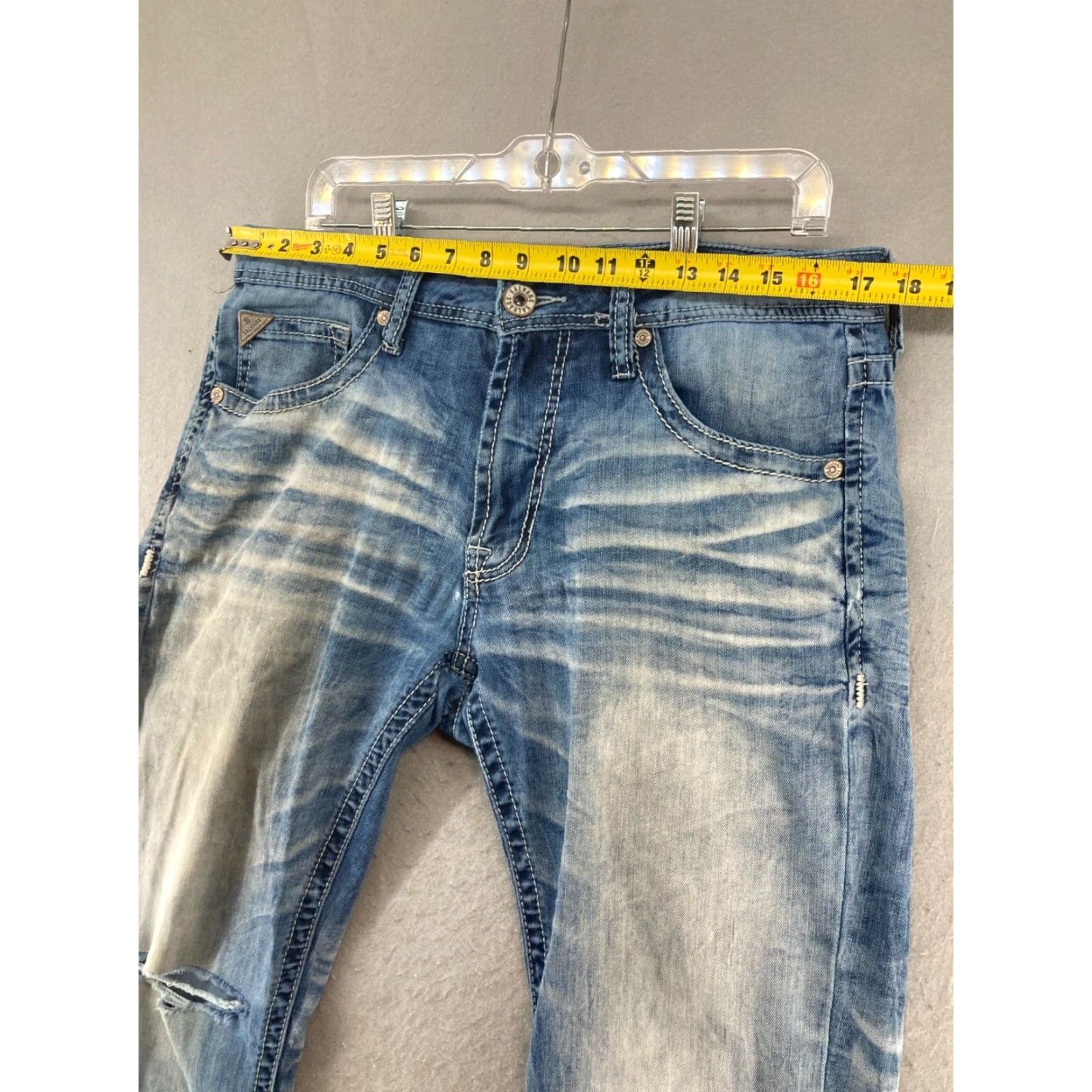 Vintage Salvage Supply Men's Jeans 34x30 Blue Distressed Straight Fit 5-Pocket Comfort Grunge Hip Hop Size US 34 / EU 50 - 2 Thumbnail