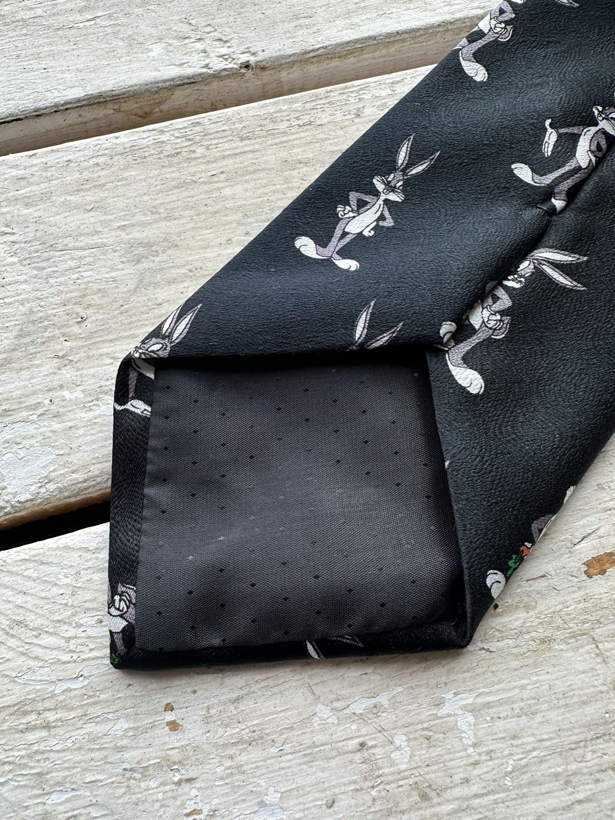 Disney × Vintage vintage 1998 LOONEY TUNES Disney print neck Rare Black tie Size ONE SIZE - 2 Thumbnail